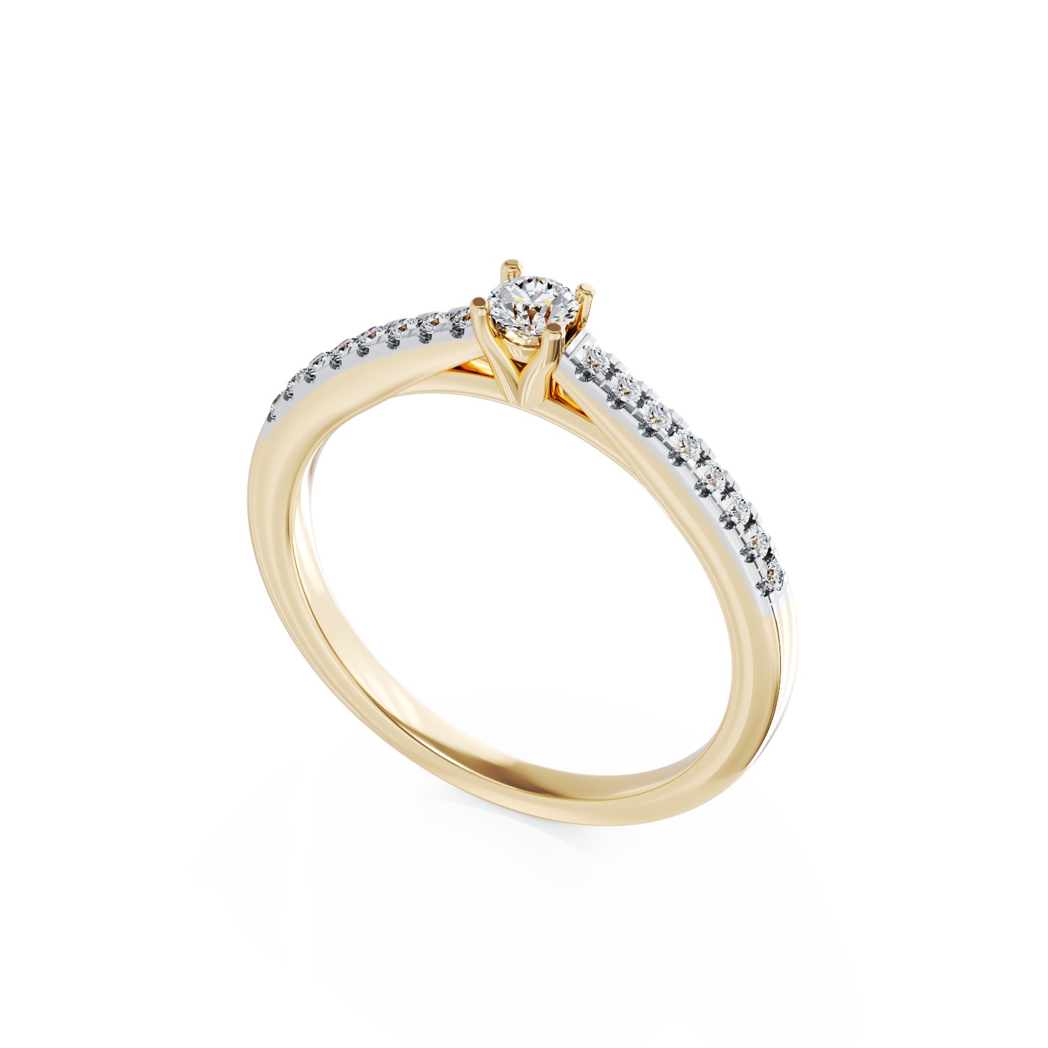 Eljegyzési gyűrű 18K-os sárga aranyból 0.2ct gyémánttal és 0.195ct gyémánttal