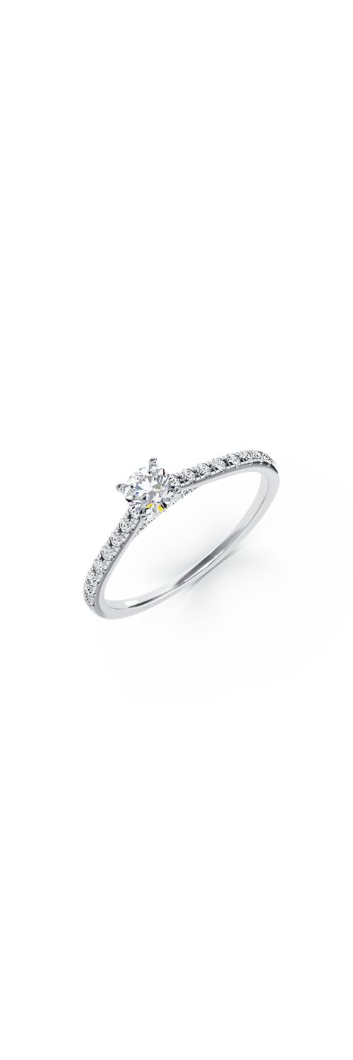 Inel de logodna din aur alb de 18K cu diamant de 0.26ct si diamante de 0.16ct