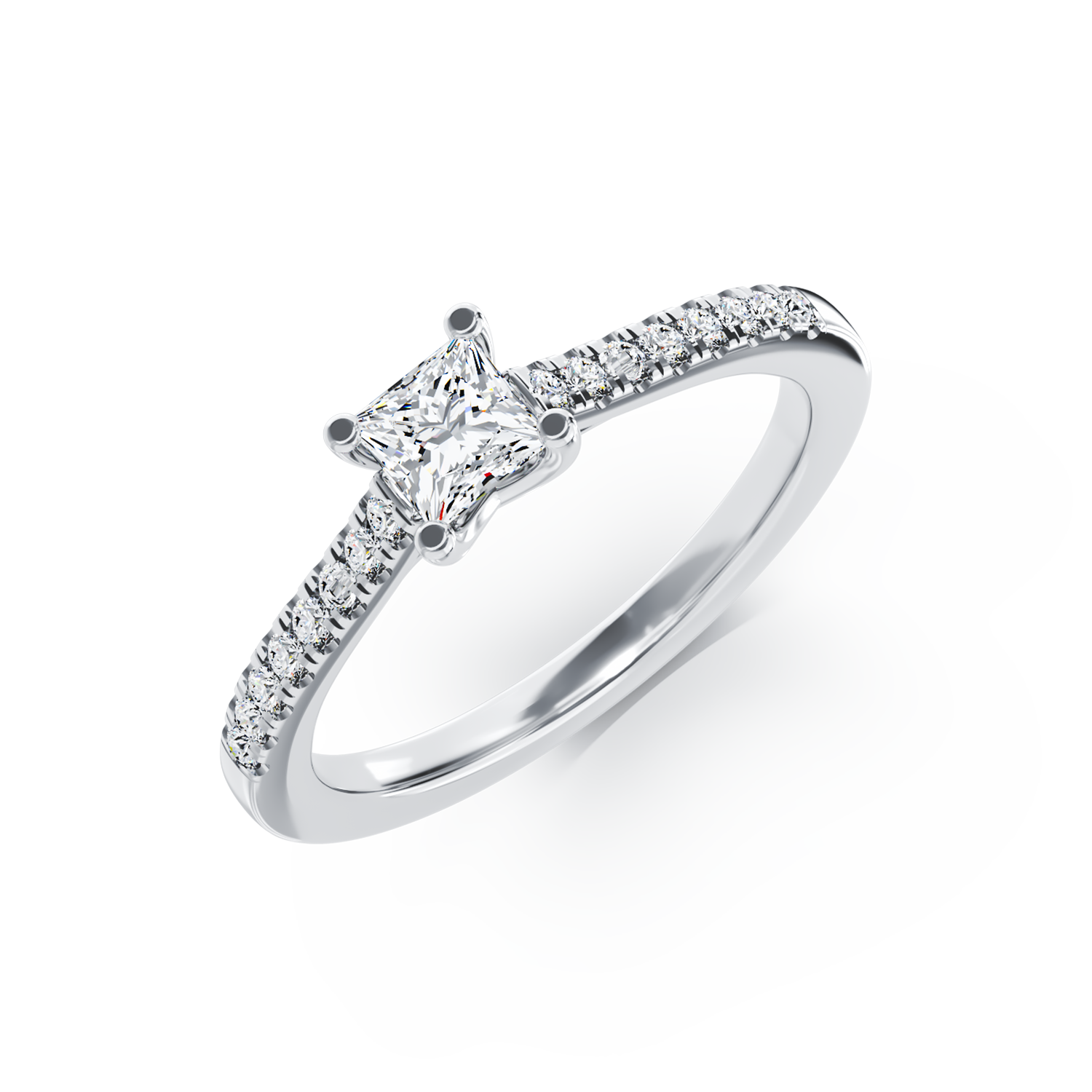 Poze Inel de logodna din aur alb de 18K cu diamant de 0.25ct si diamante de 0.11ct