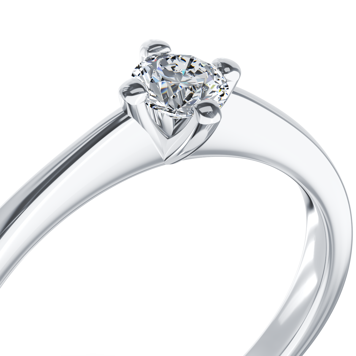 Poze Inel de logodna din aur alb de 18K cu un diamant solitaire de 0.2ct