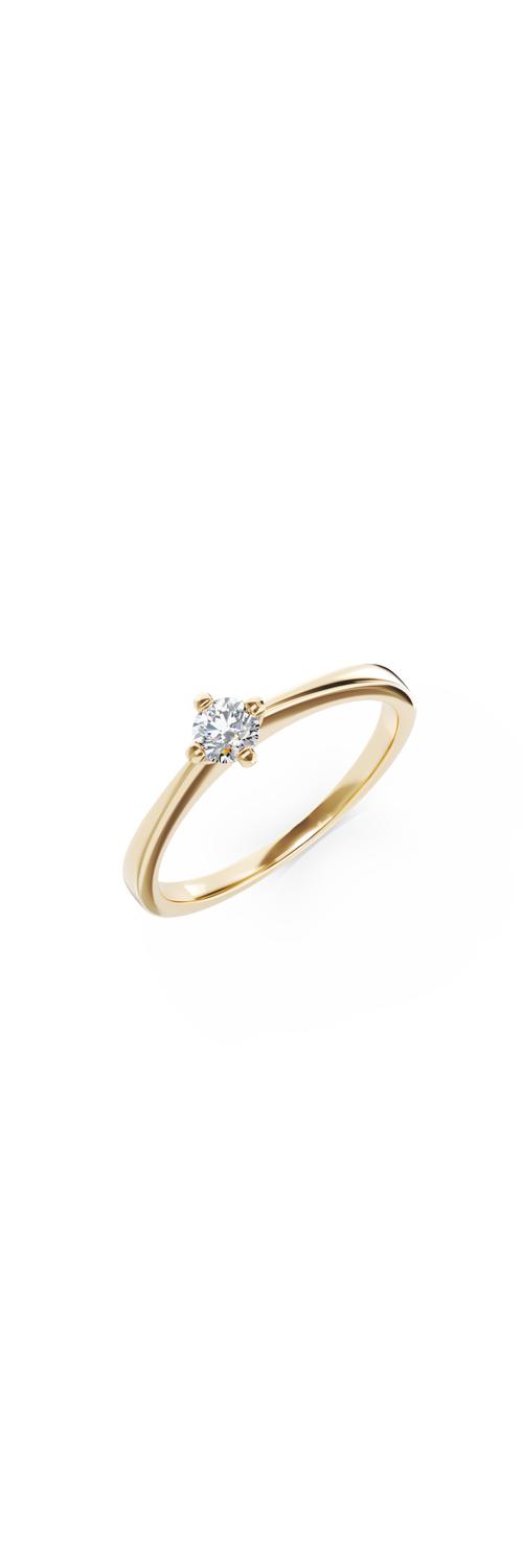Eljegyzési gyűrű 18K-os sárga aranyból egy 0,2ct solitaire gyémánttal