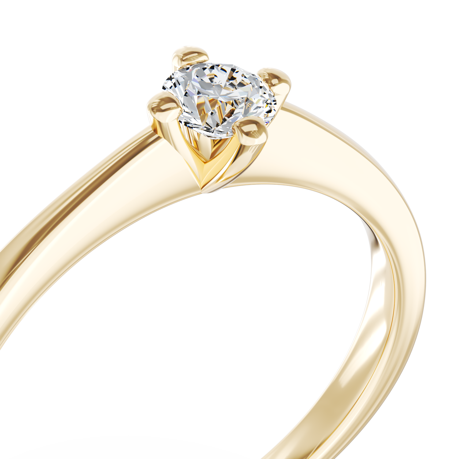 Poze Inel de logodna din aur galben de 18K cu un diamant solitaire de 0.2ct