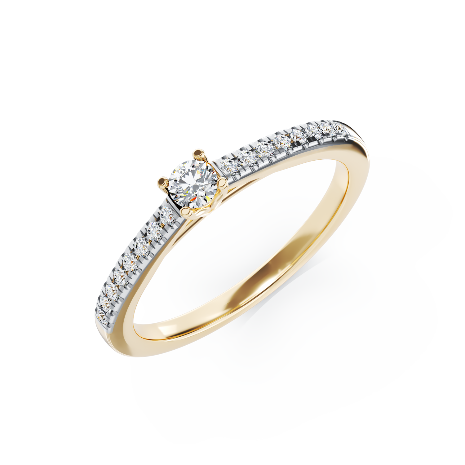 Inel de logodna din aur galben de 18K cu diamant de 0.2ct si diamante de 0.19ct TEILOR poza noua reduceri 2022