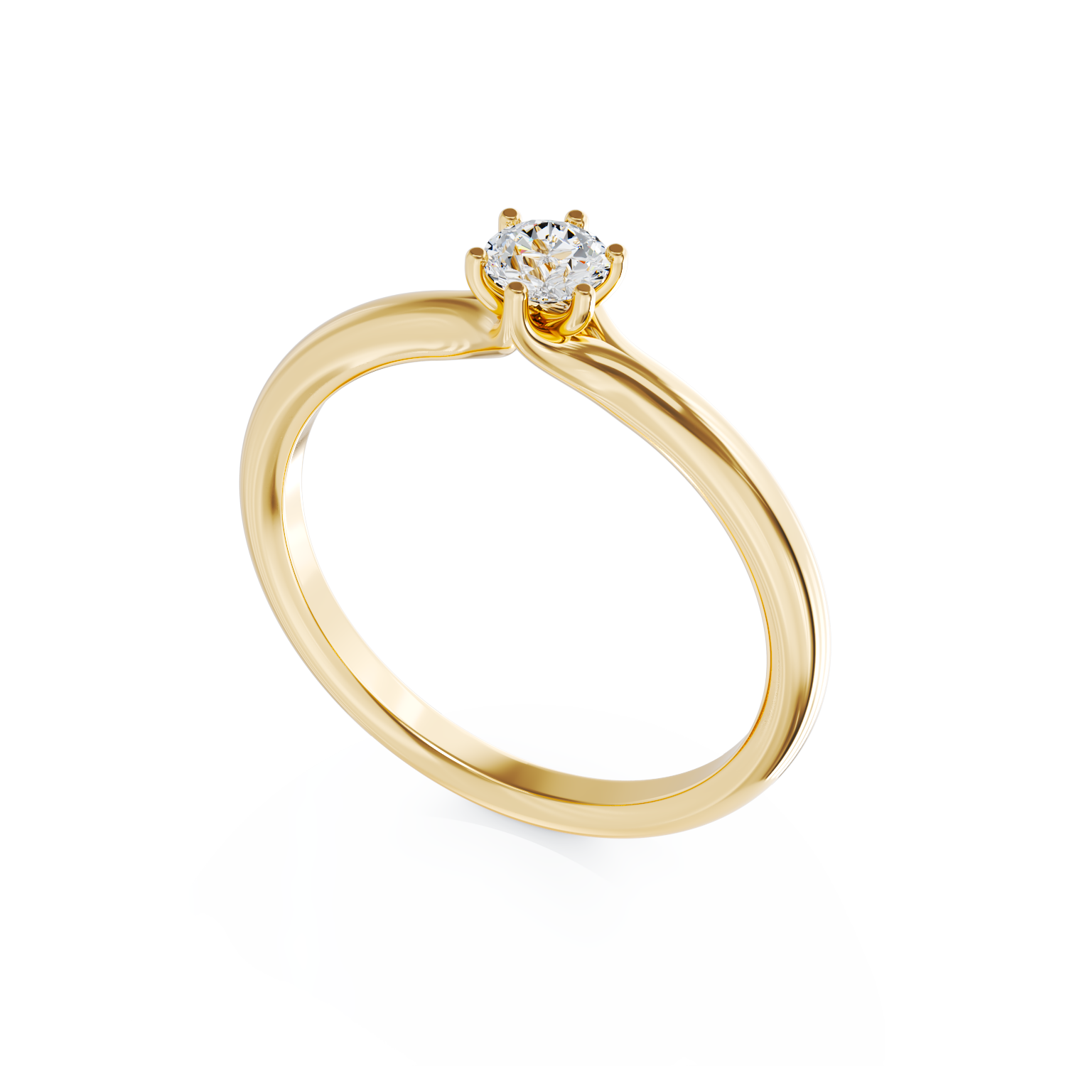 Poze Inel de logodna din aur galben de 18K cu un diamant solitaire de 0.2ct