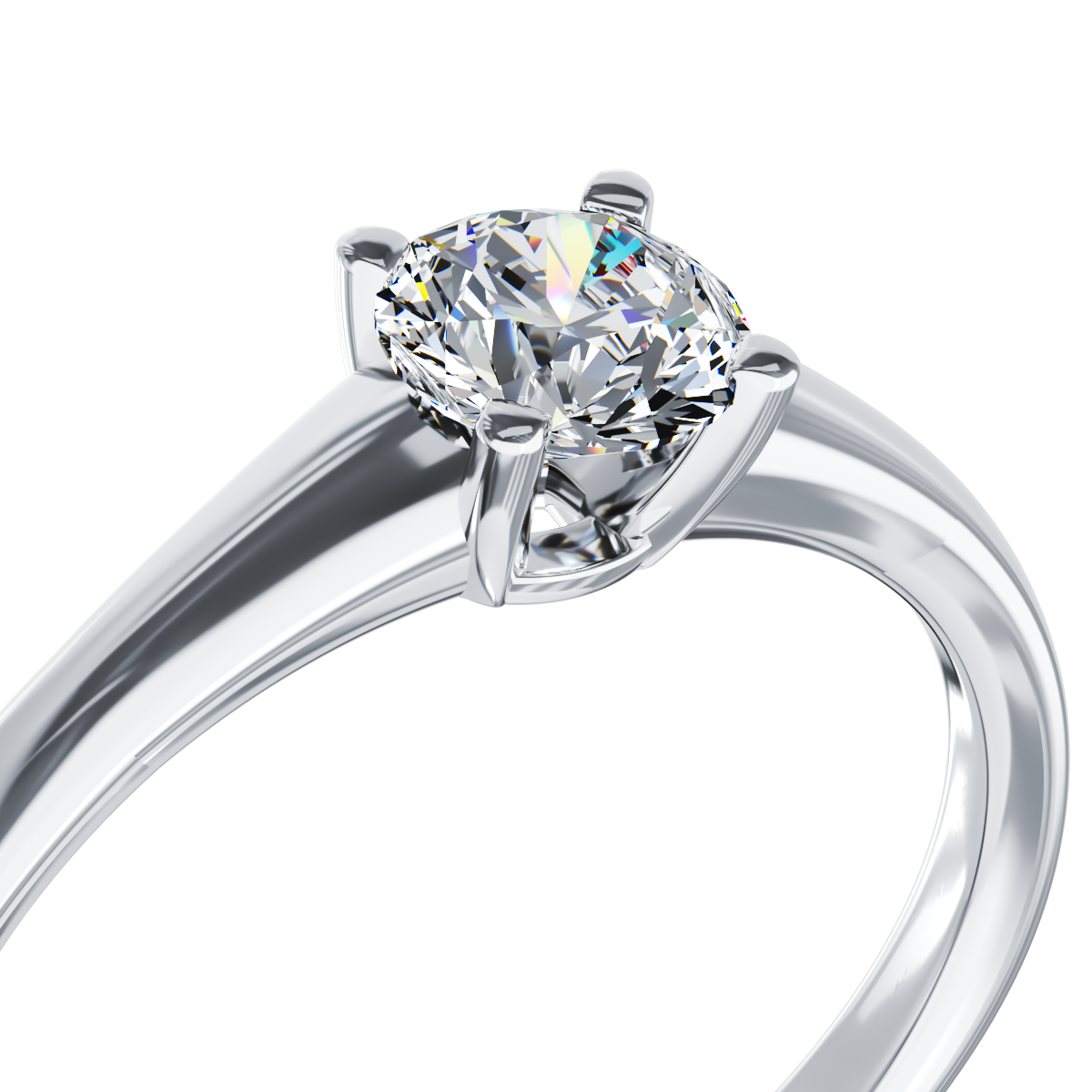 Poze Inel de logodna din aur alb de 18K cu un diamant solitaire de 0.5ct