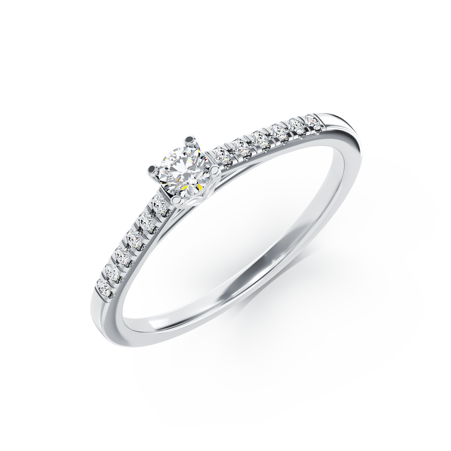 Poze Inel de logodna din aur alb de 18K cu diamant de 0.265ct si diamante de 0.125ct