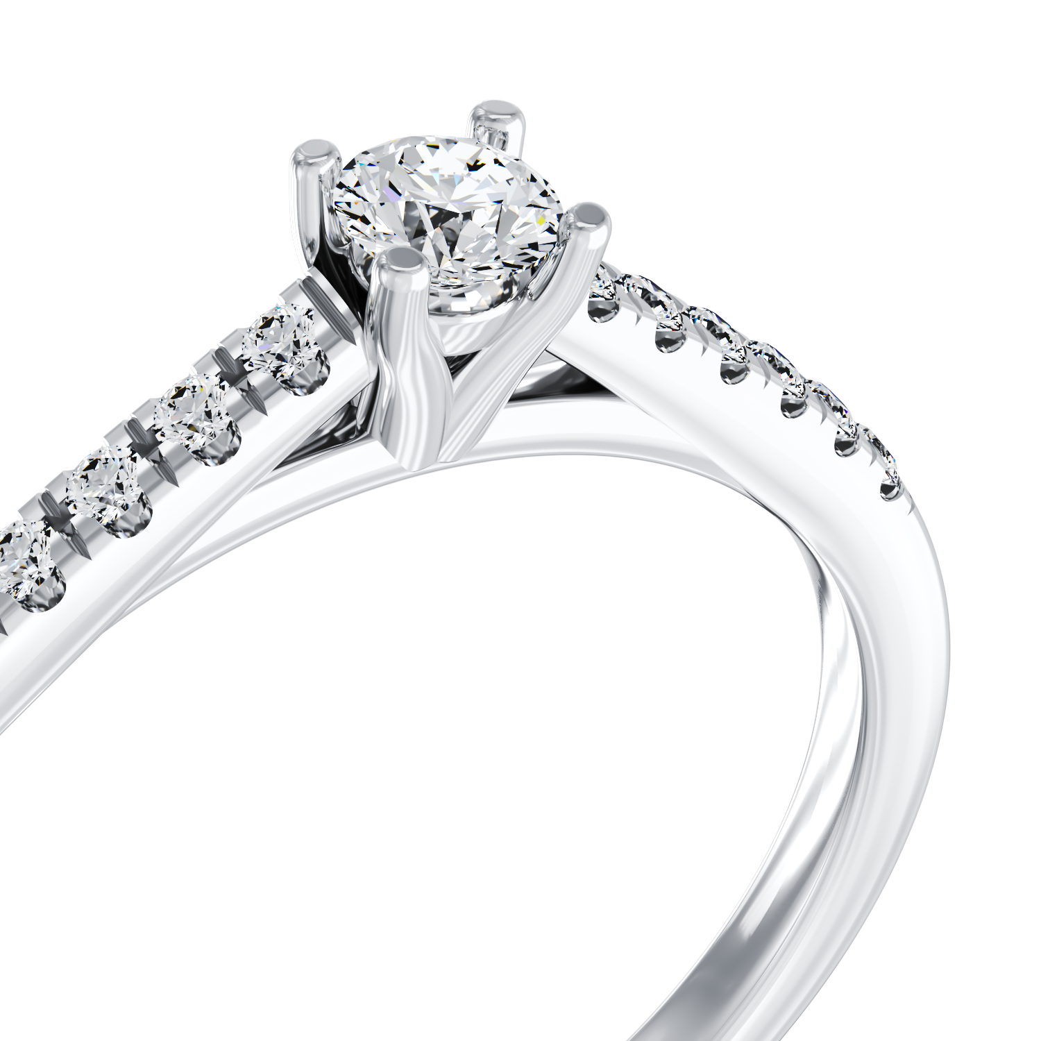 Poze Inel de logodna din aur alb de 18K cu diamant de 0.265ct si diamante de 0.125ct