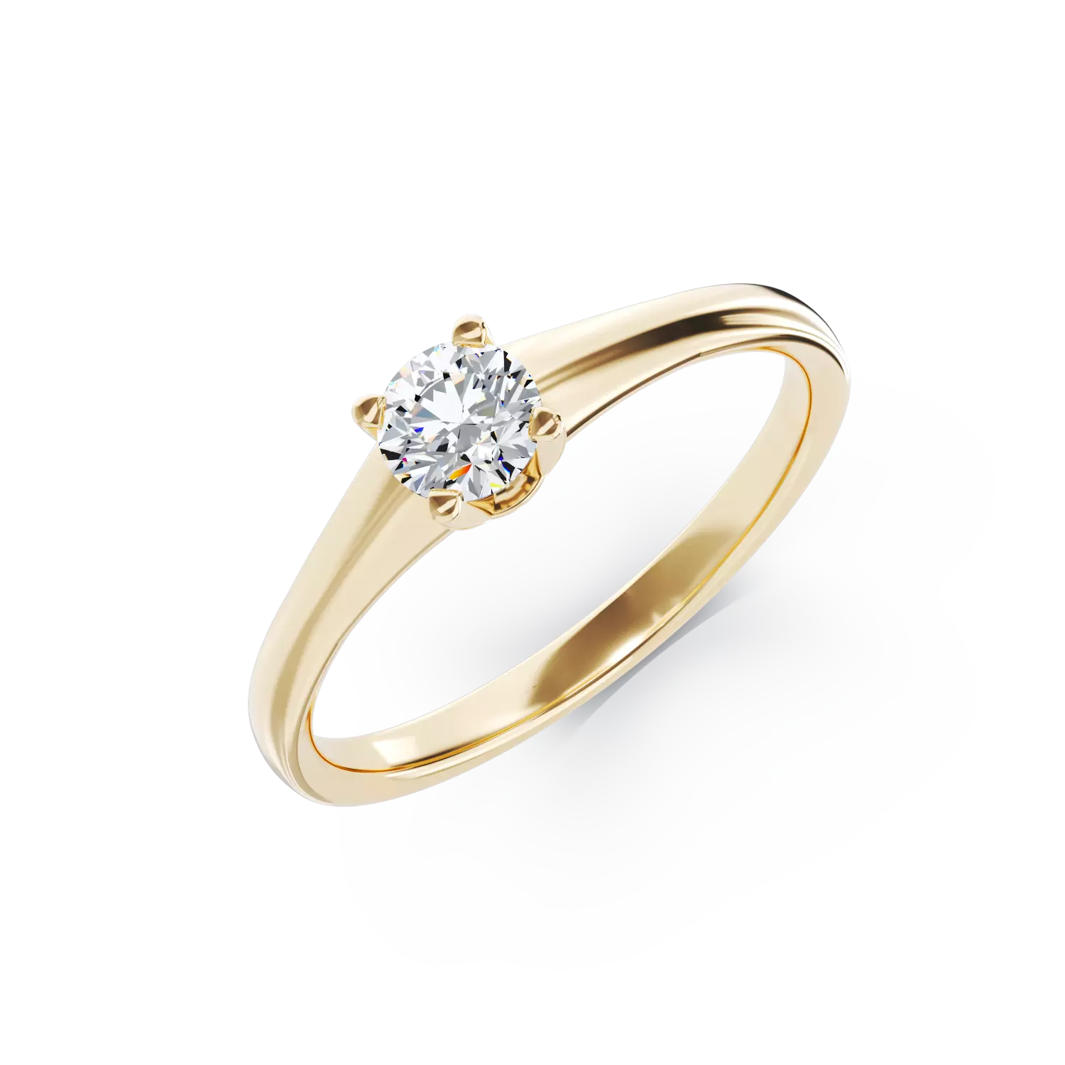 Годежен пръстен от жълто злато 18K с диамант 0.25ct