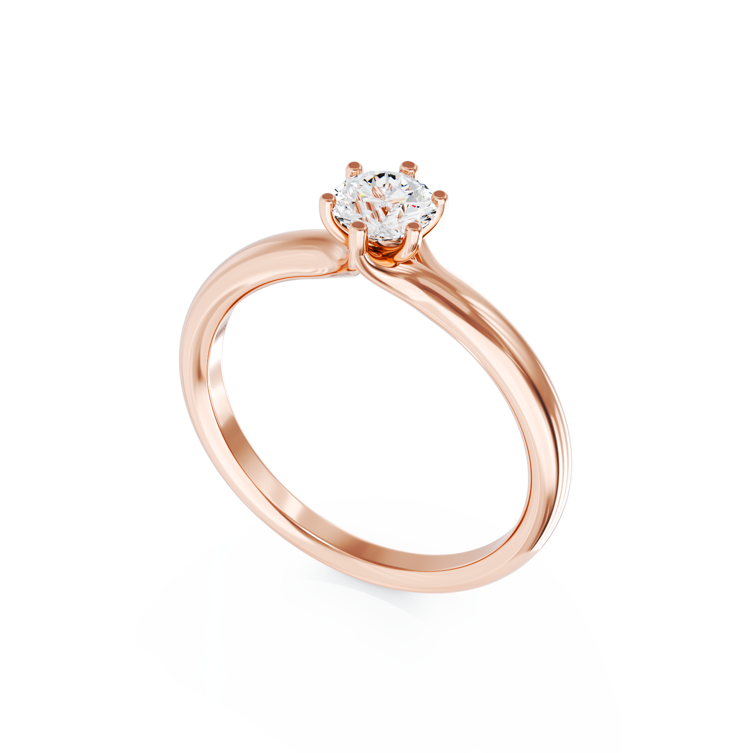 Poze Inel de logodna din aur roz de 18K cu un diamant solitaire de 0.5ct
