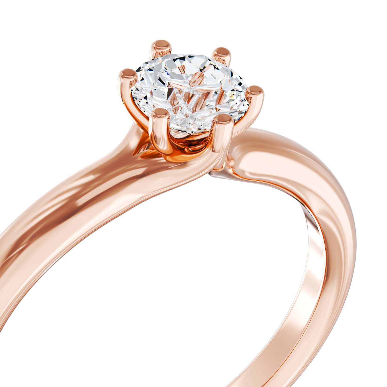 Poze Inel de logodna din aur roz de 18K cu un diamant solitaire de 0.5ct