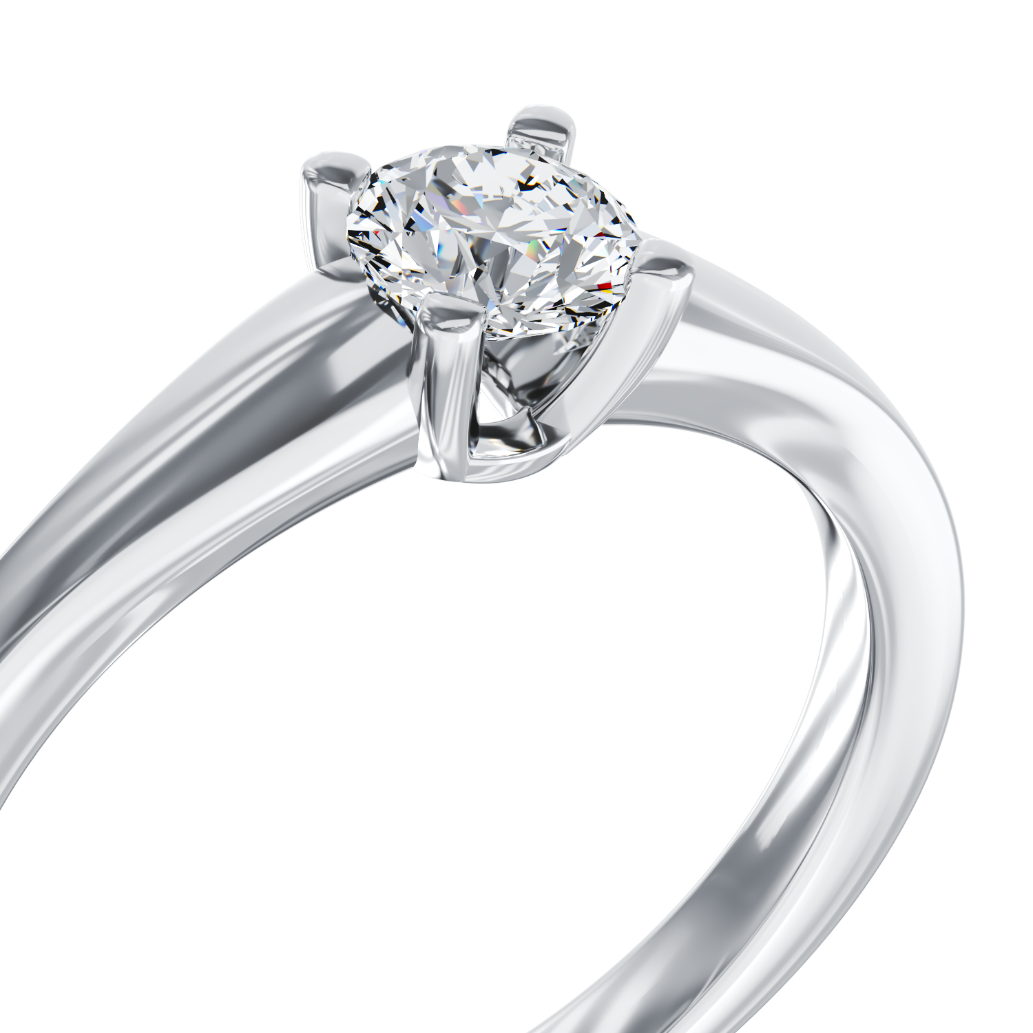 Poze Inel de logodna din aur alb de 18K cu un diamant solitaire de 0.31ct