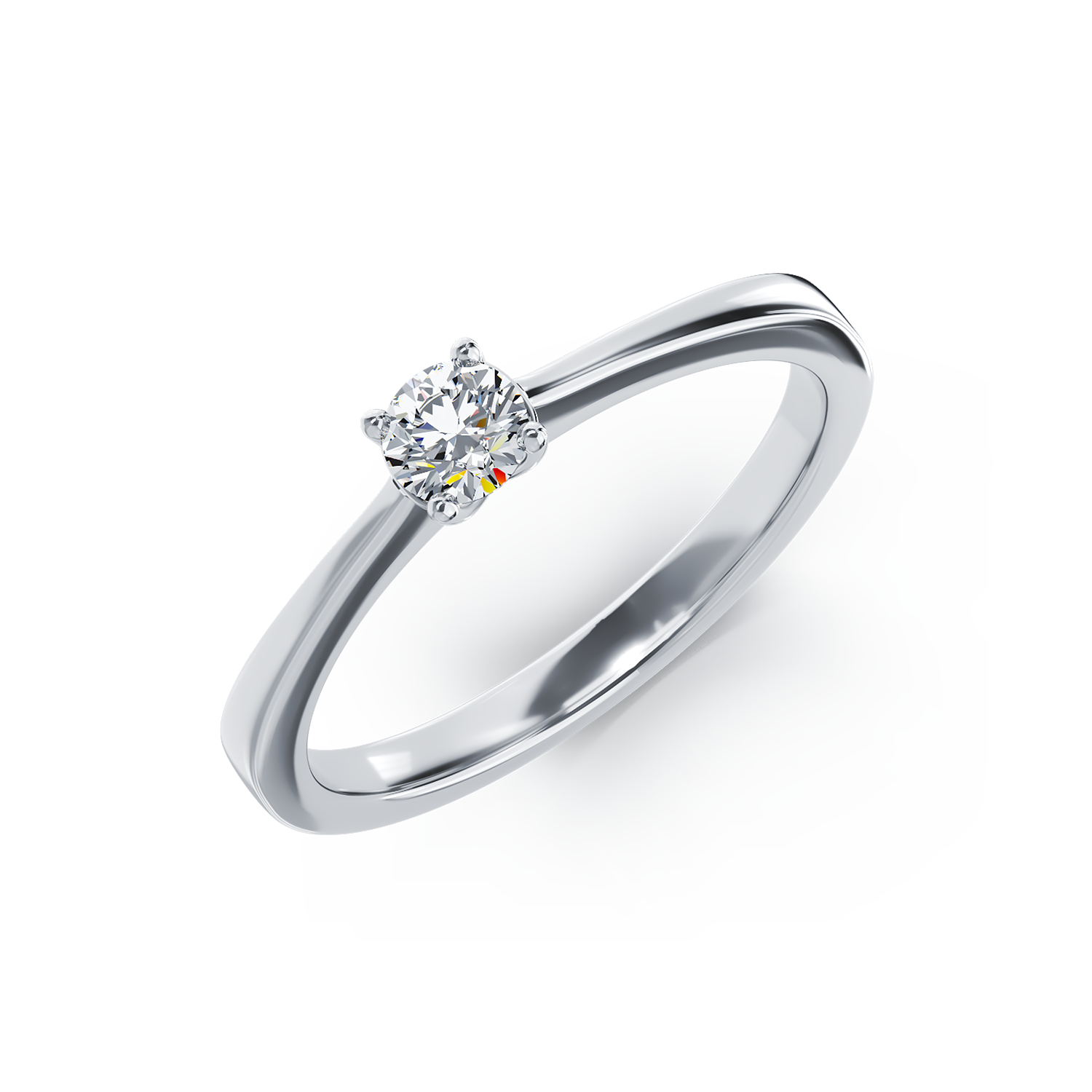 Poze Inel de logodna din aur alb de 18K cu un diamant solitaire de 0.19ct