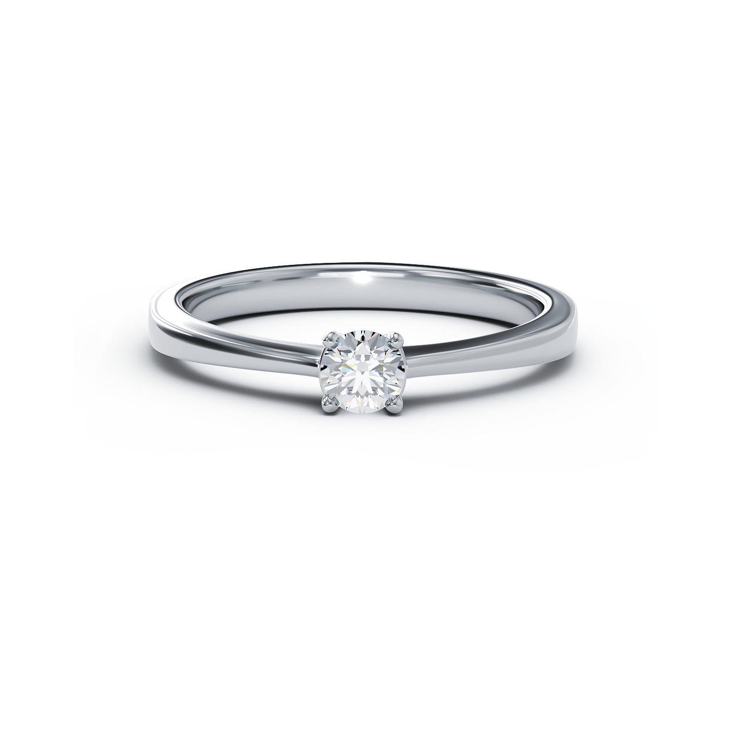 18K бял златен годежен пръстен с диамант пасианс от 0.19ct