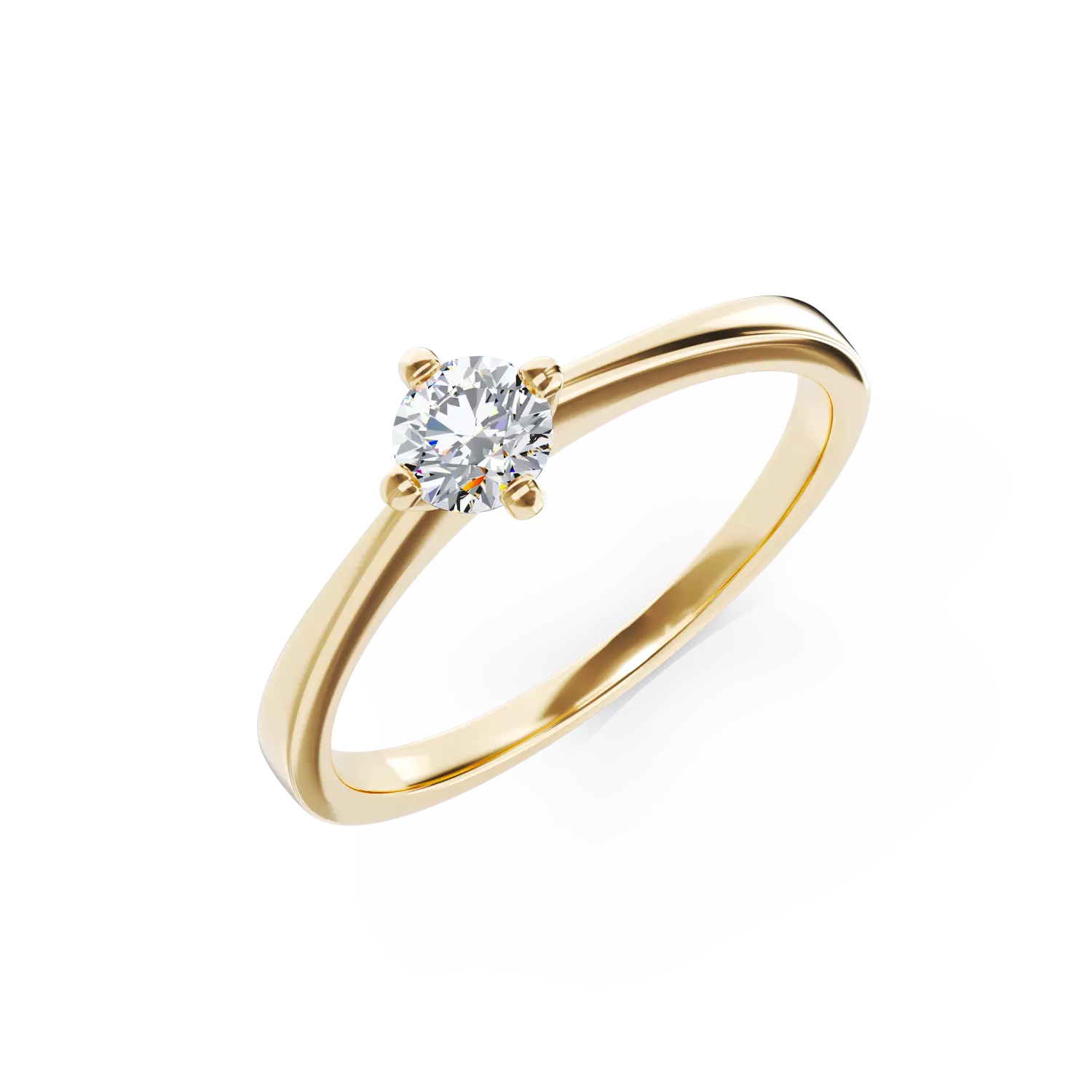 Inel de logodna din aur galben de 18K cu diamant solitaire de 0.3ct