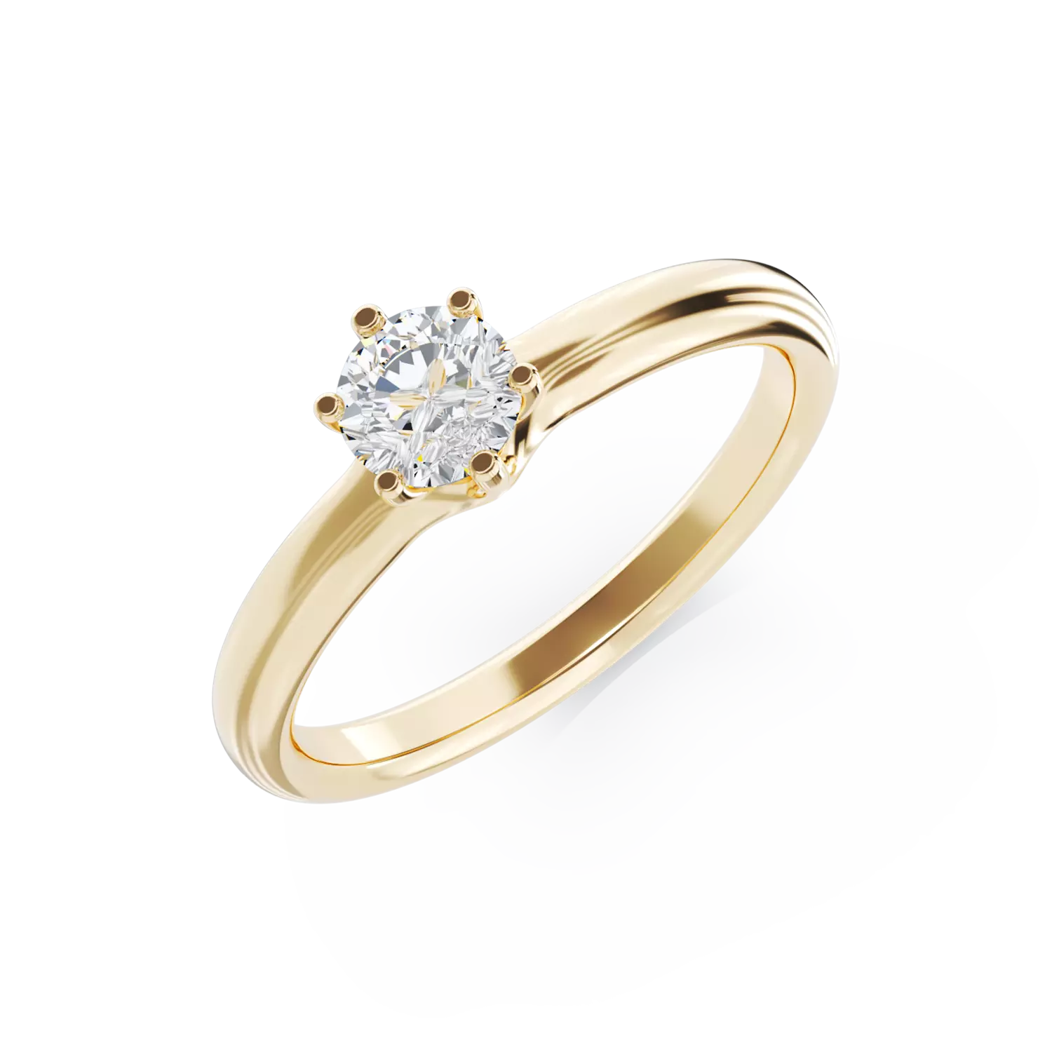 Inel de logodna din aur galben de 18K cu un diamant solitaire de 0.5ct