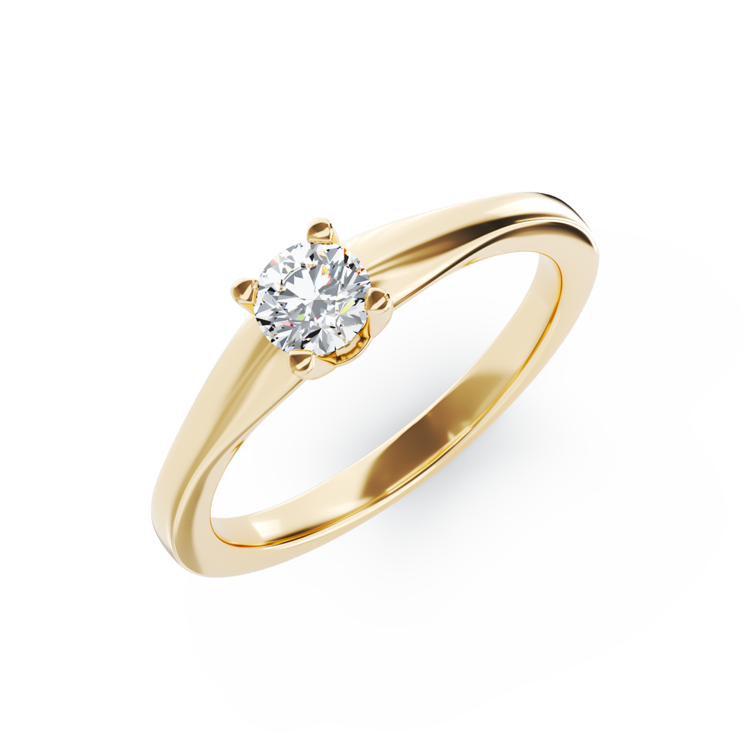 Poze Inel de logodna din aur galben de 18K cu un diamant solitaire de 0.31ct