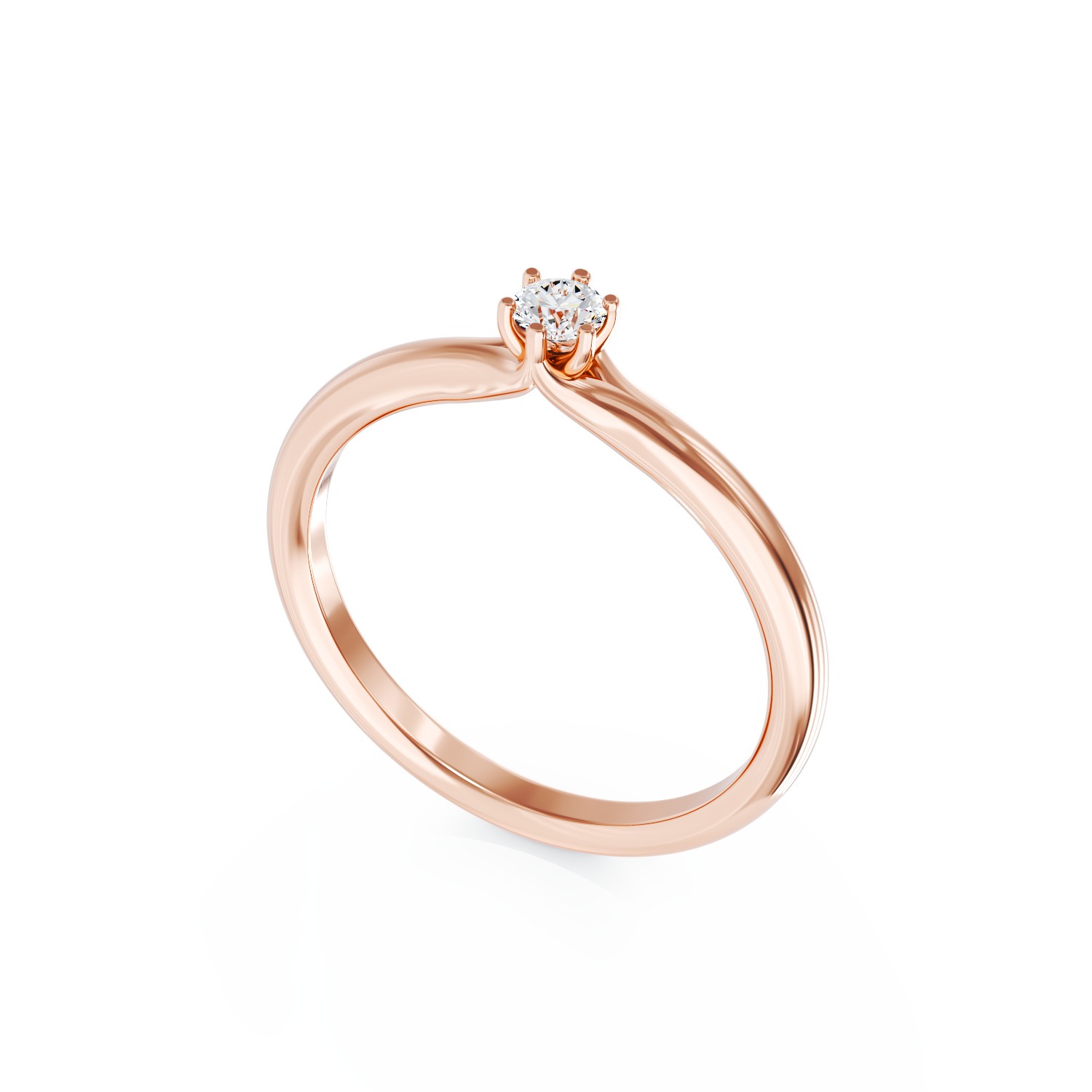 18K rózsaszín arany eljegyzési gyűrű 0.11ct szoliter gyémánttal