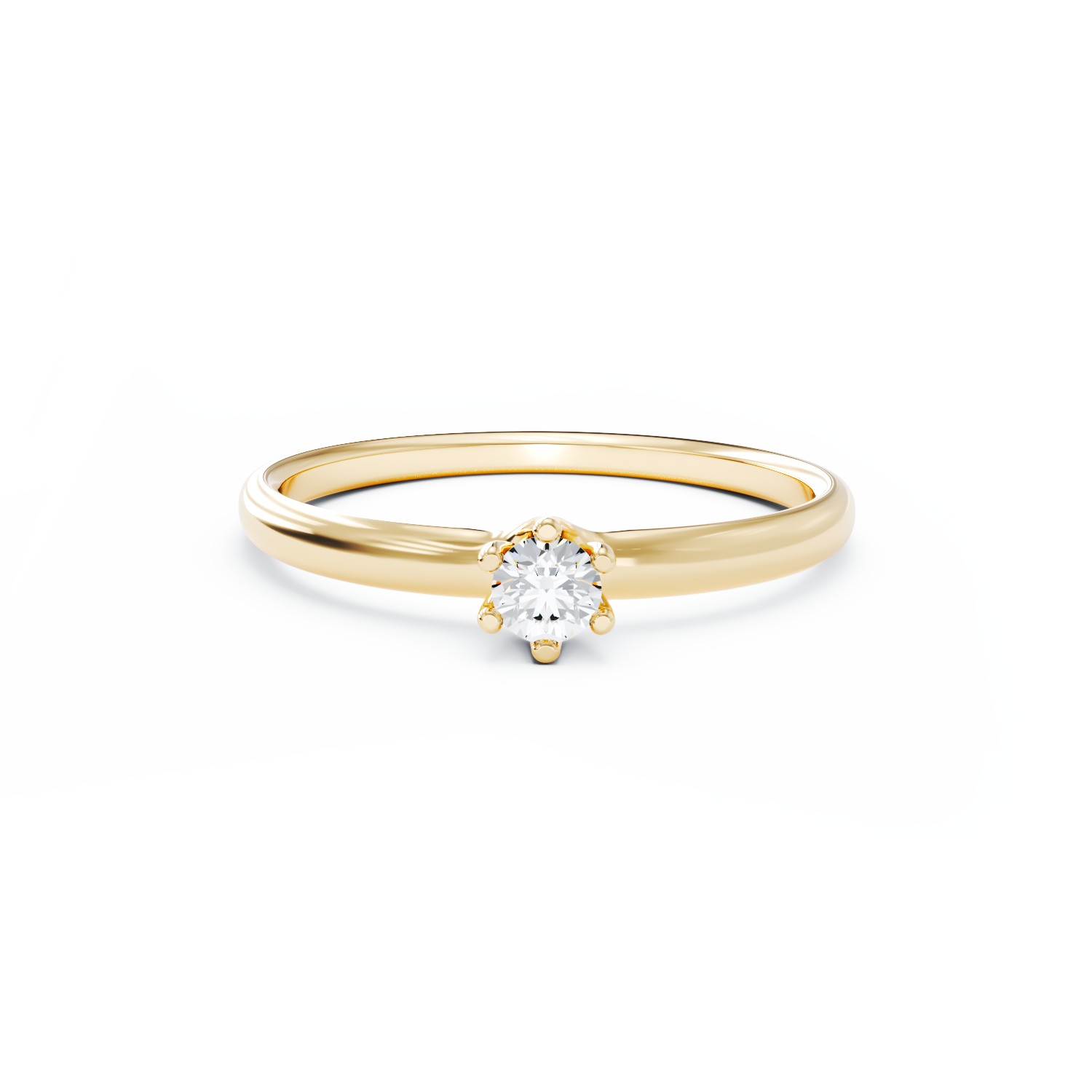 Годежен пръстен от 18K жълто злато с диамант пасианс 0.11ct