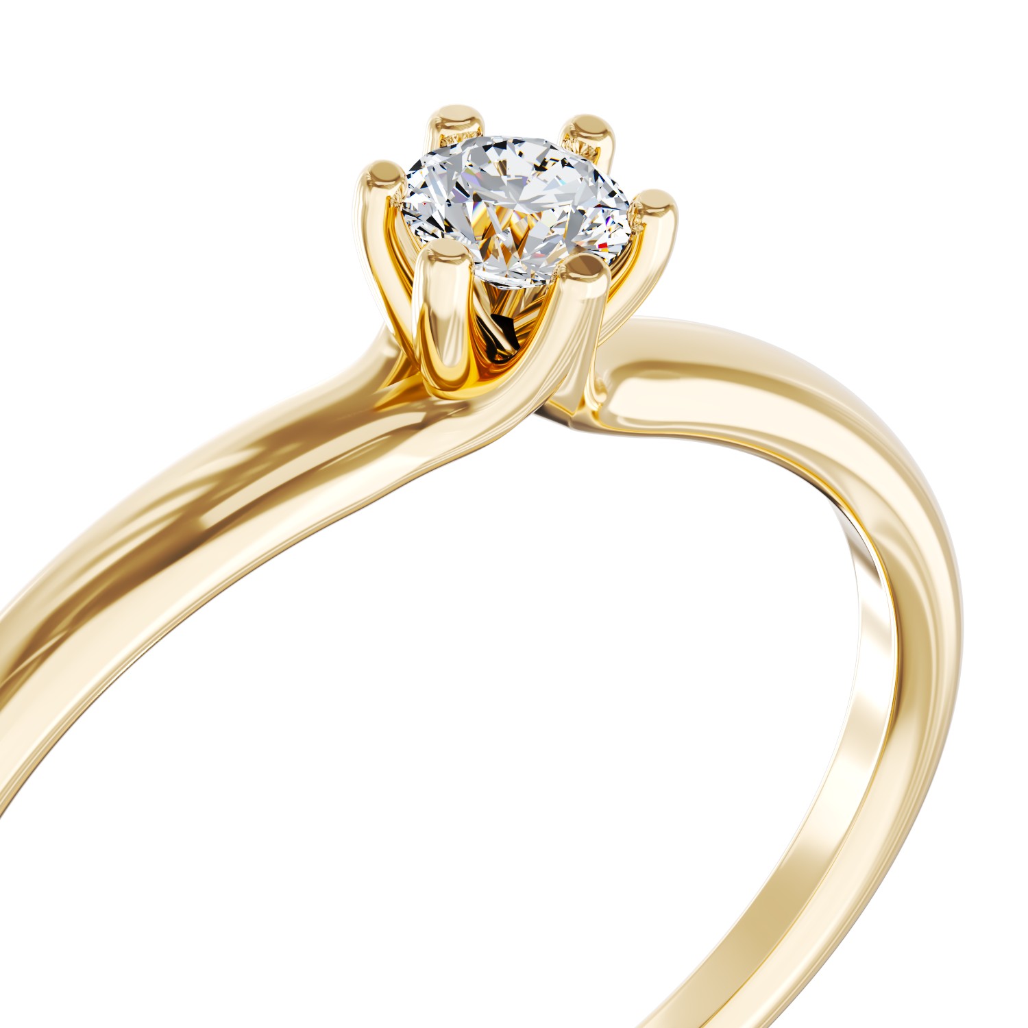 Pierścionek zaręczynowy z żółtego 18K złota z diamentem w pasjansie o masie 0.11ct
