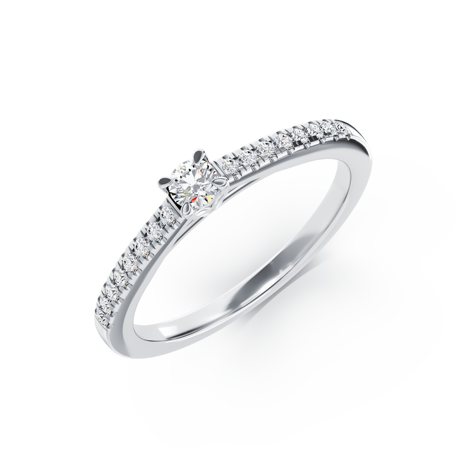 Годежен пръстен от 18K бяло злато с 0.104ct диамант и 0.15ct диаманти