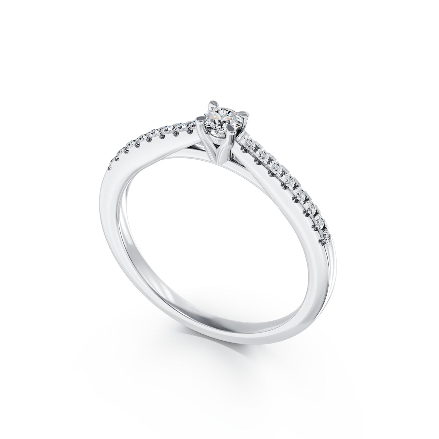 18K white gold engagement ring with 0.104ct diamond and 0.15ct diamonds