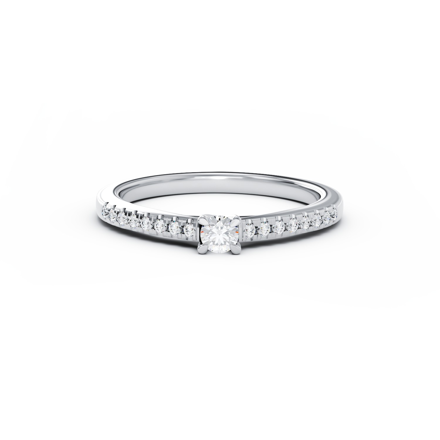 Eljegyzési gyűrű 18K-os fehér aranyból 0,104ct gyémánttal és 0,15ct gyémánttal. Gramm: 2,05