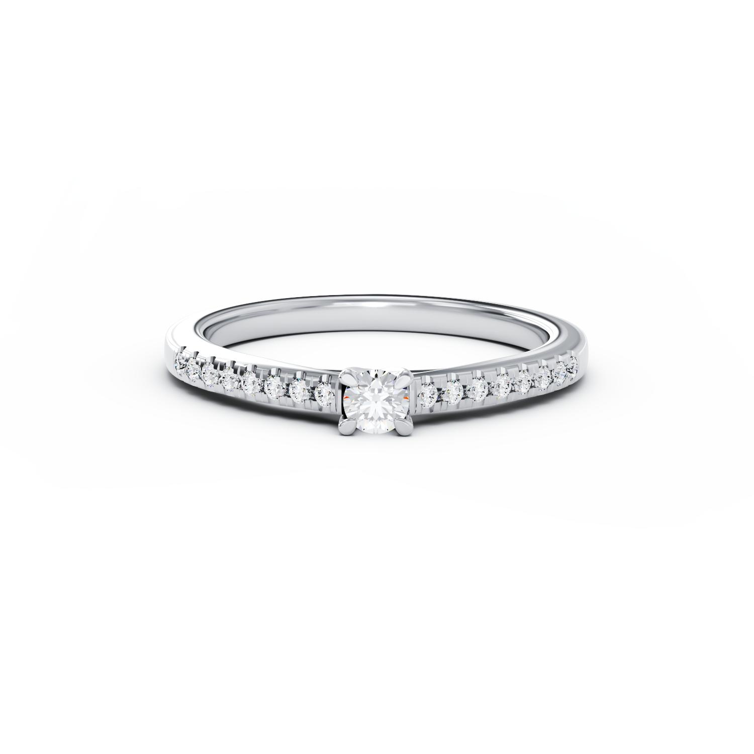 Eljegyzési gyűrű 18K-os fehér aranyból 0,104ct gyémánttal és 0,15ct gyémánttal. Gramm: 2,05