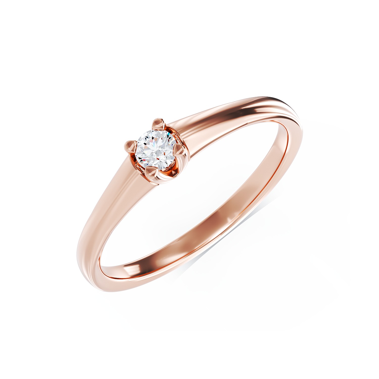 Годежен пръстен от 18K розово злато с диамант пасианс 0.145ct