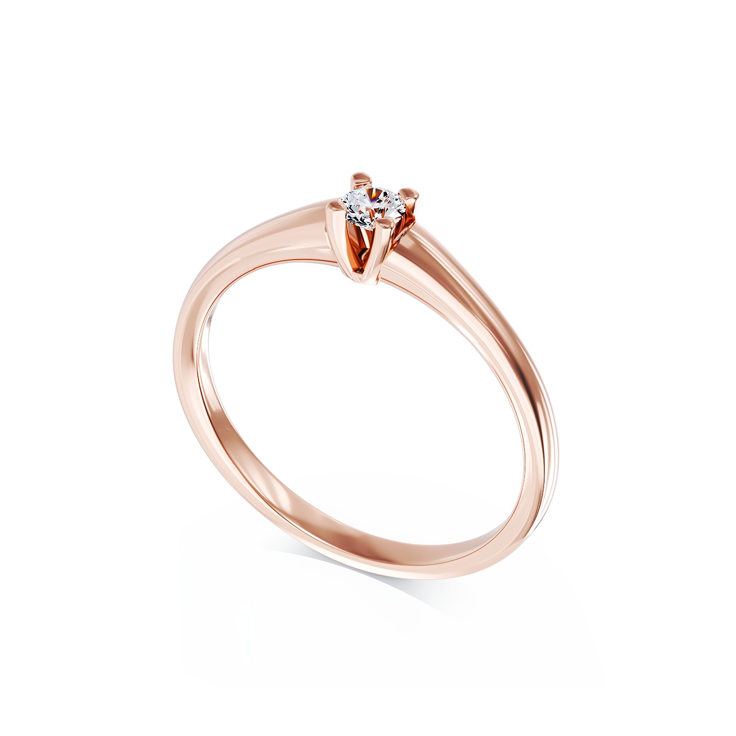 Inel de logodna din aur roz de 18K cu diamant de 0.145ct