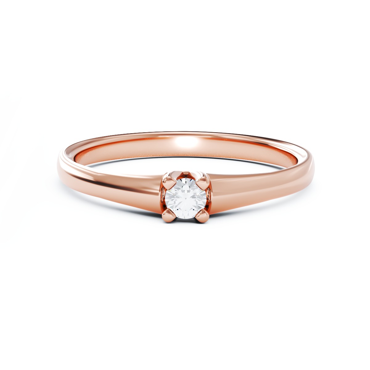 Годежен пръстен от 18K розово злато с диамант пасианс 0.145ct