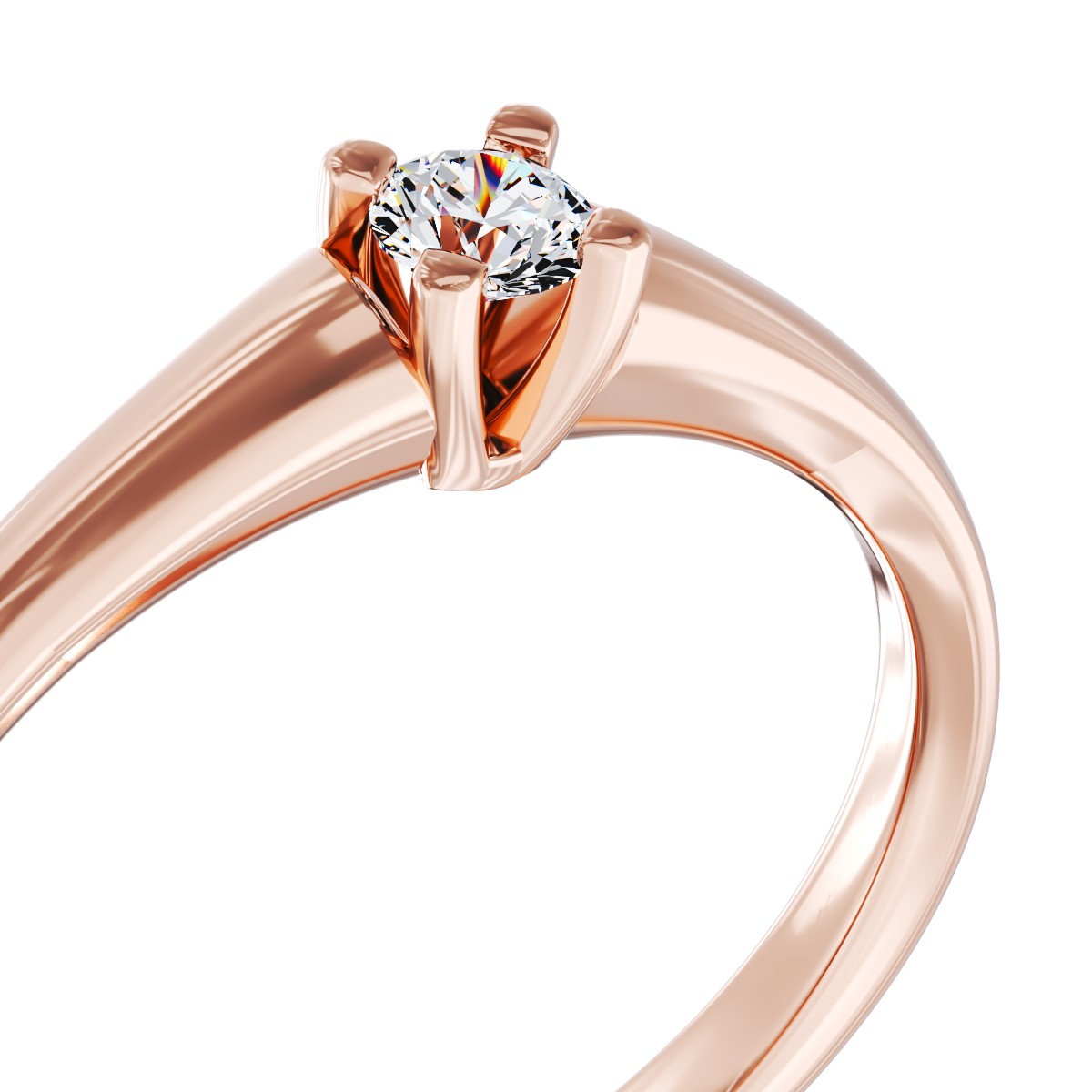 Inel de logodna din aur roz de 18K cu diamant de 0.145ct