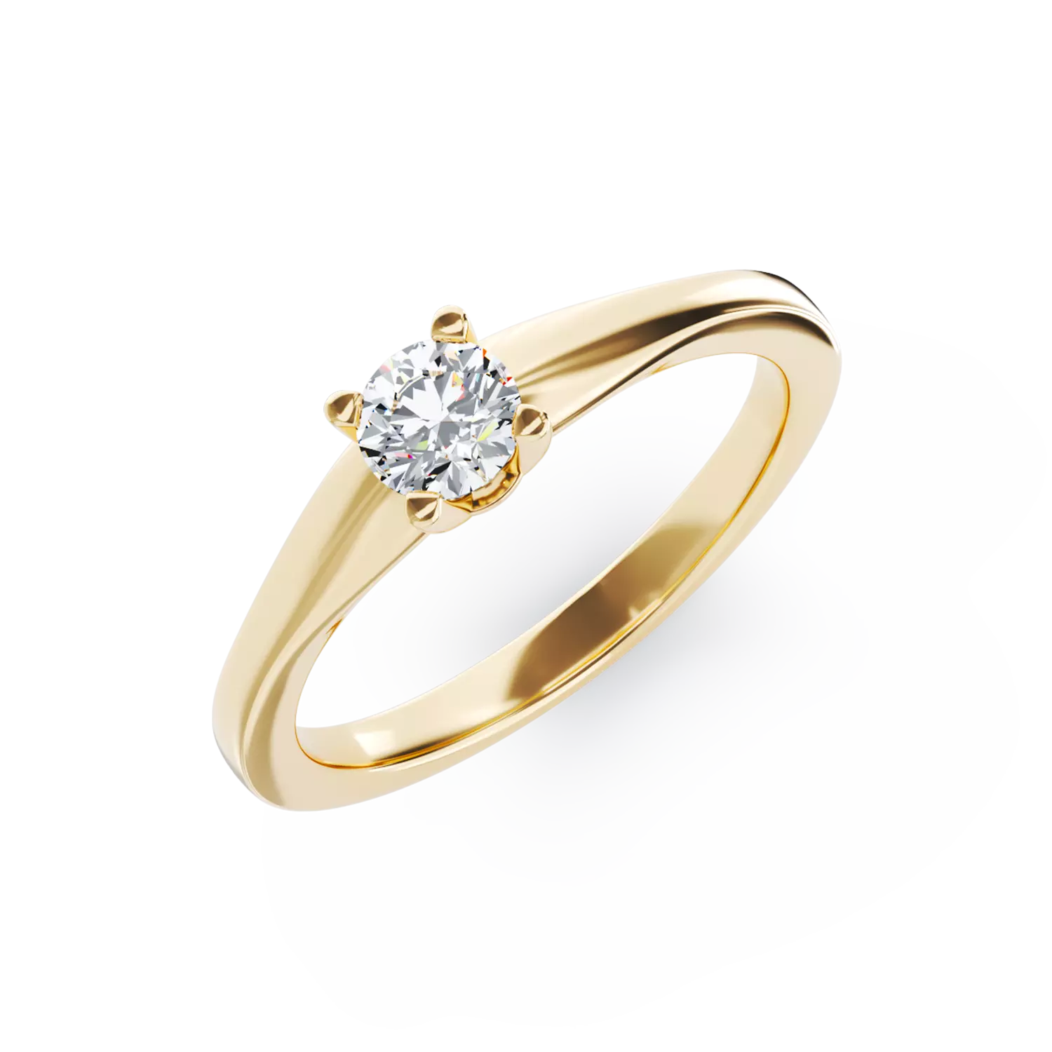 Годежен пръстен от жълто злато 18K с диамант 0.31ct