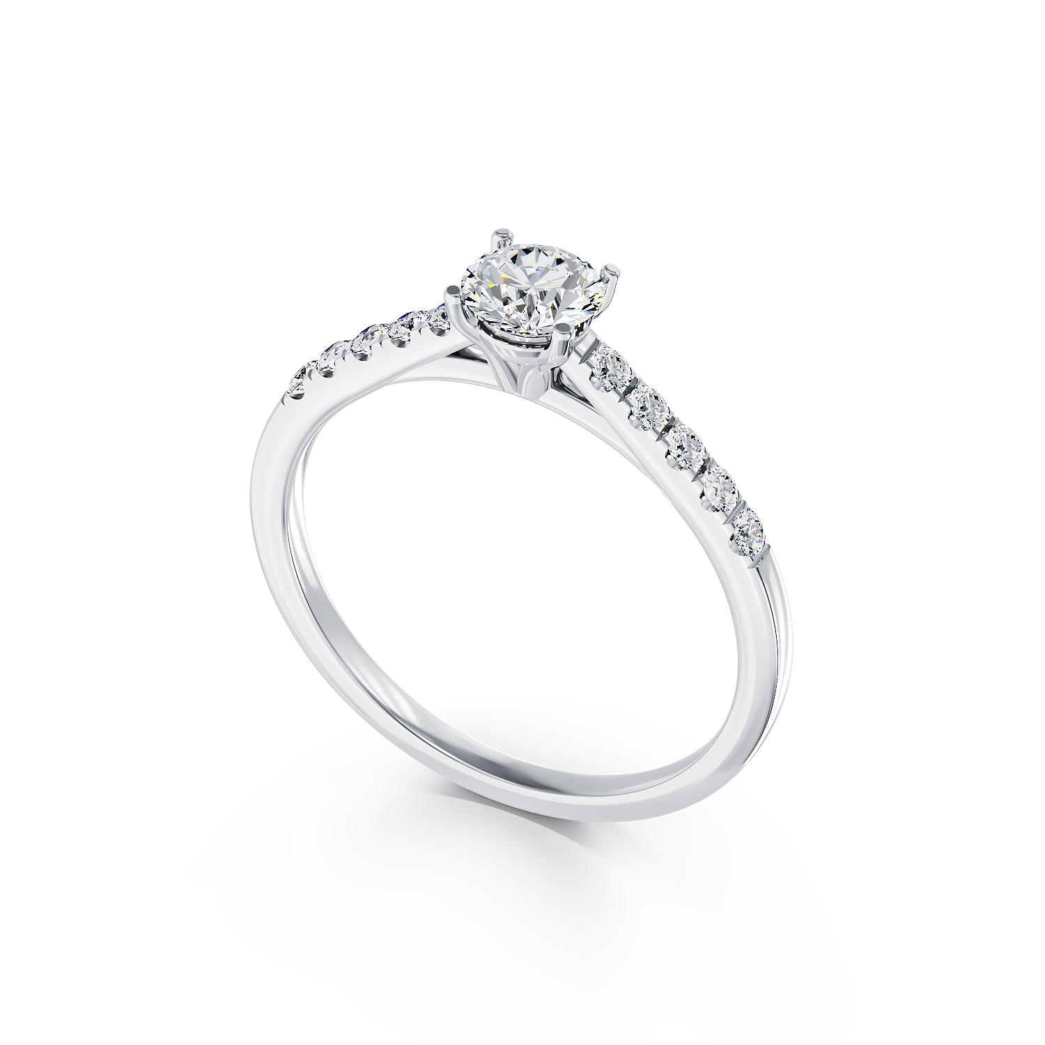 Poze Inel de logodna din aur alb de 18K cu diamant de 0.4ct si diamante de 0.15ct
