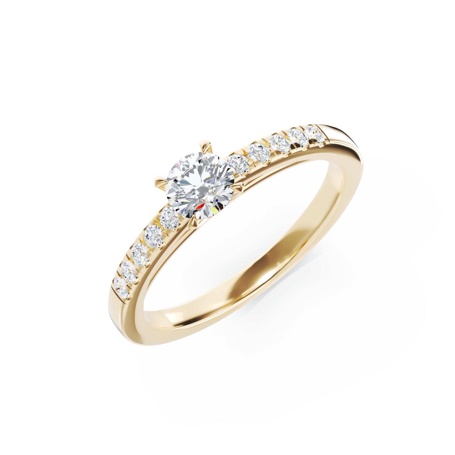 Inel de logodna din aur galben de 18K cu diamant de 0.4ct si diamante de 0.13ct 0.13ct