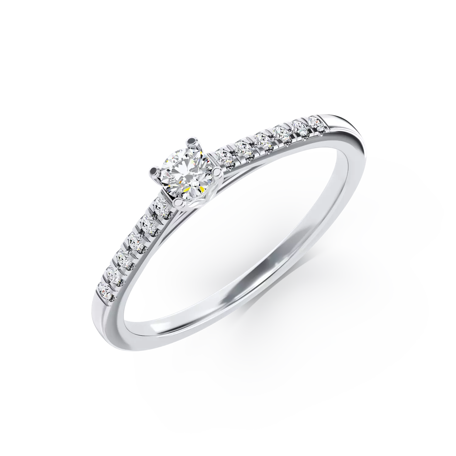 Pierścionek zaręczynowy z 18K białego złota z 0.31ct diamentem i 0.125ct diamentem