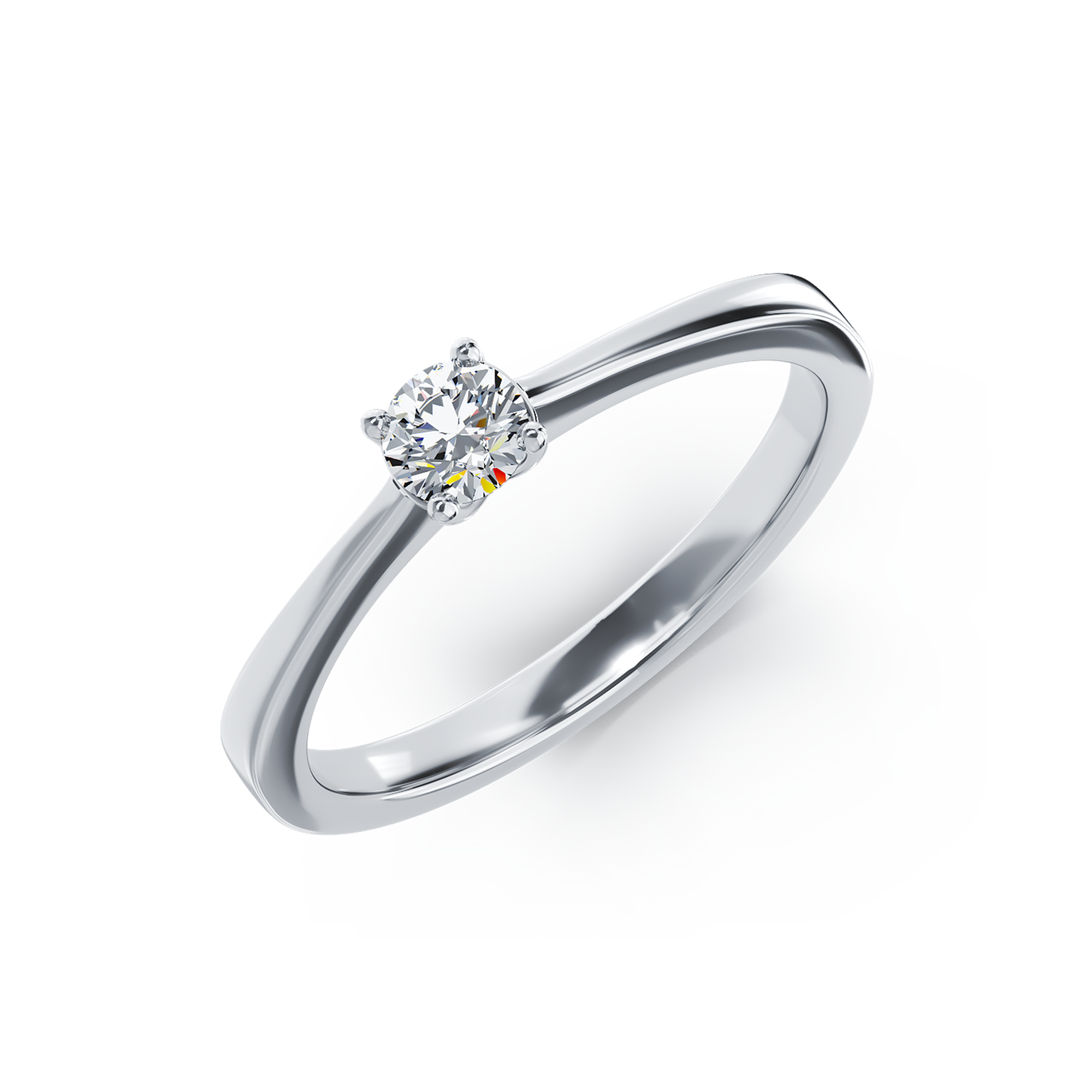 Inel de logodna din aur alb de 18K cu un diamant solitaire de 0.295ct