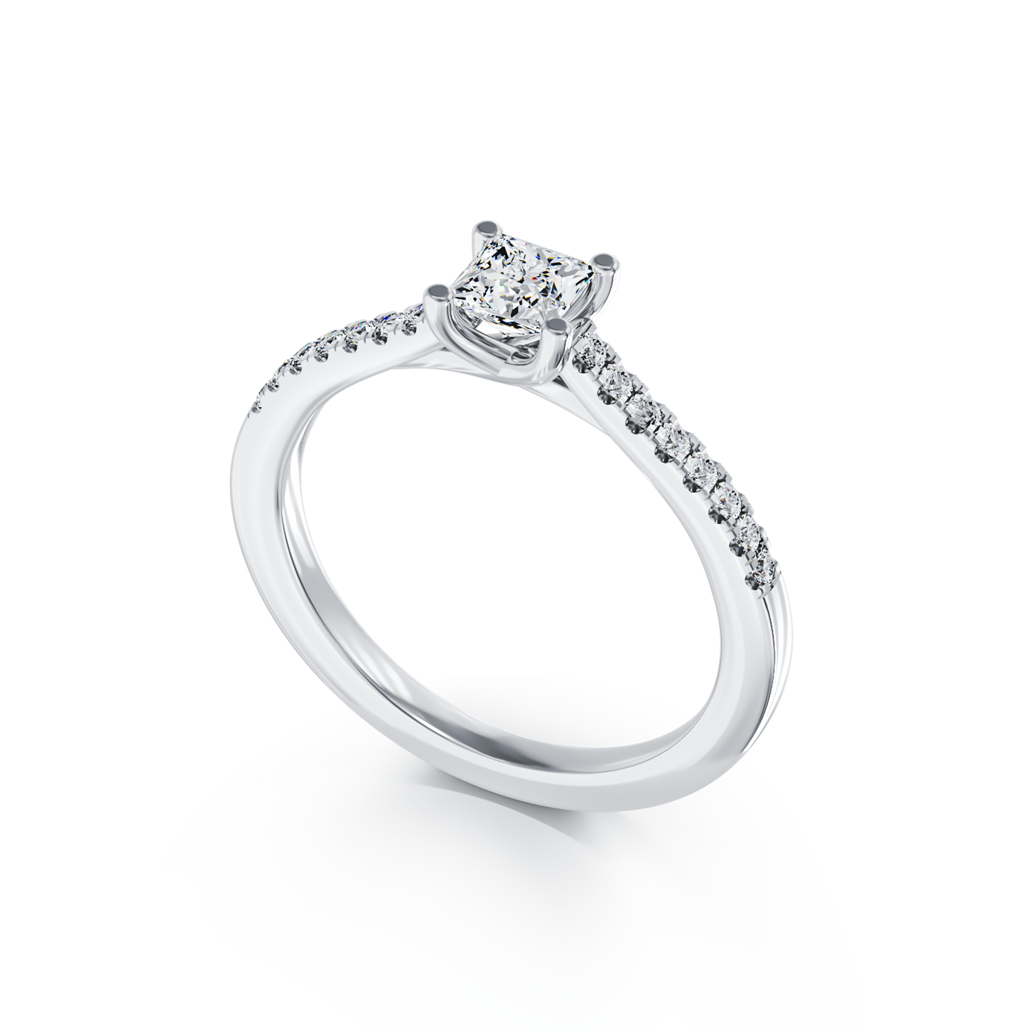 Poze Inel de logodna din aur alb de 18K cu diamant de 0.45ct si diamante de 0.17ct
