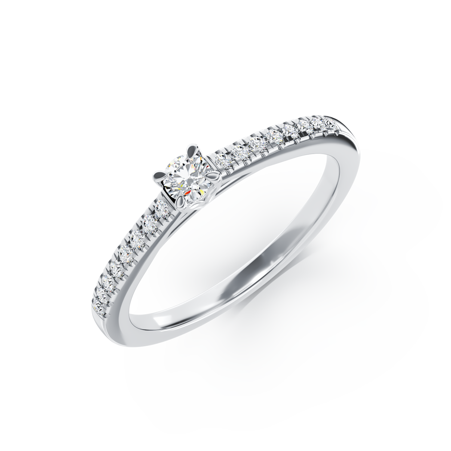 Inel de logodna din aur alb de 18K cu diamant de 0.08ct si diamante de 0.008ct TEILOR poza noua reduceri 2022