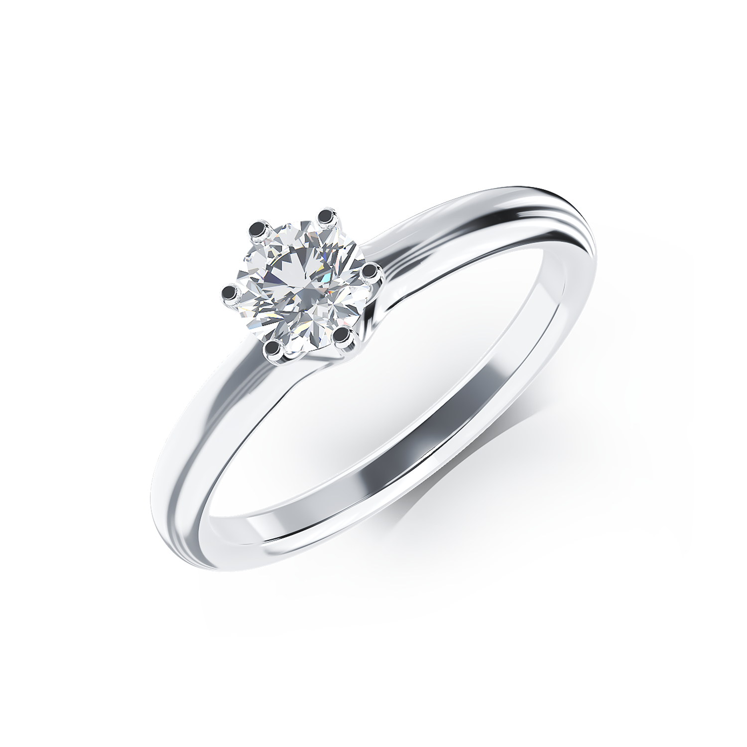 Inel de logodna din aur alb de 18K cu un diamant solitaire de 0.41ct 0.41ct poza noua reduceri 2022