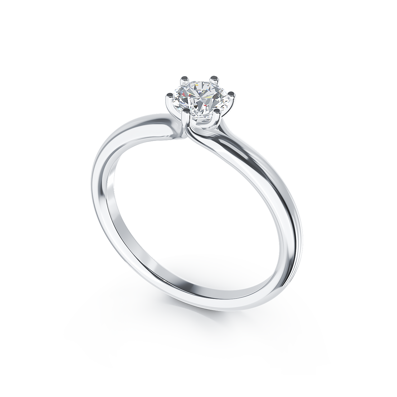 Poze Inel de logodna din aur alb de 18K cu un diamant solitaire de 0.41ct