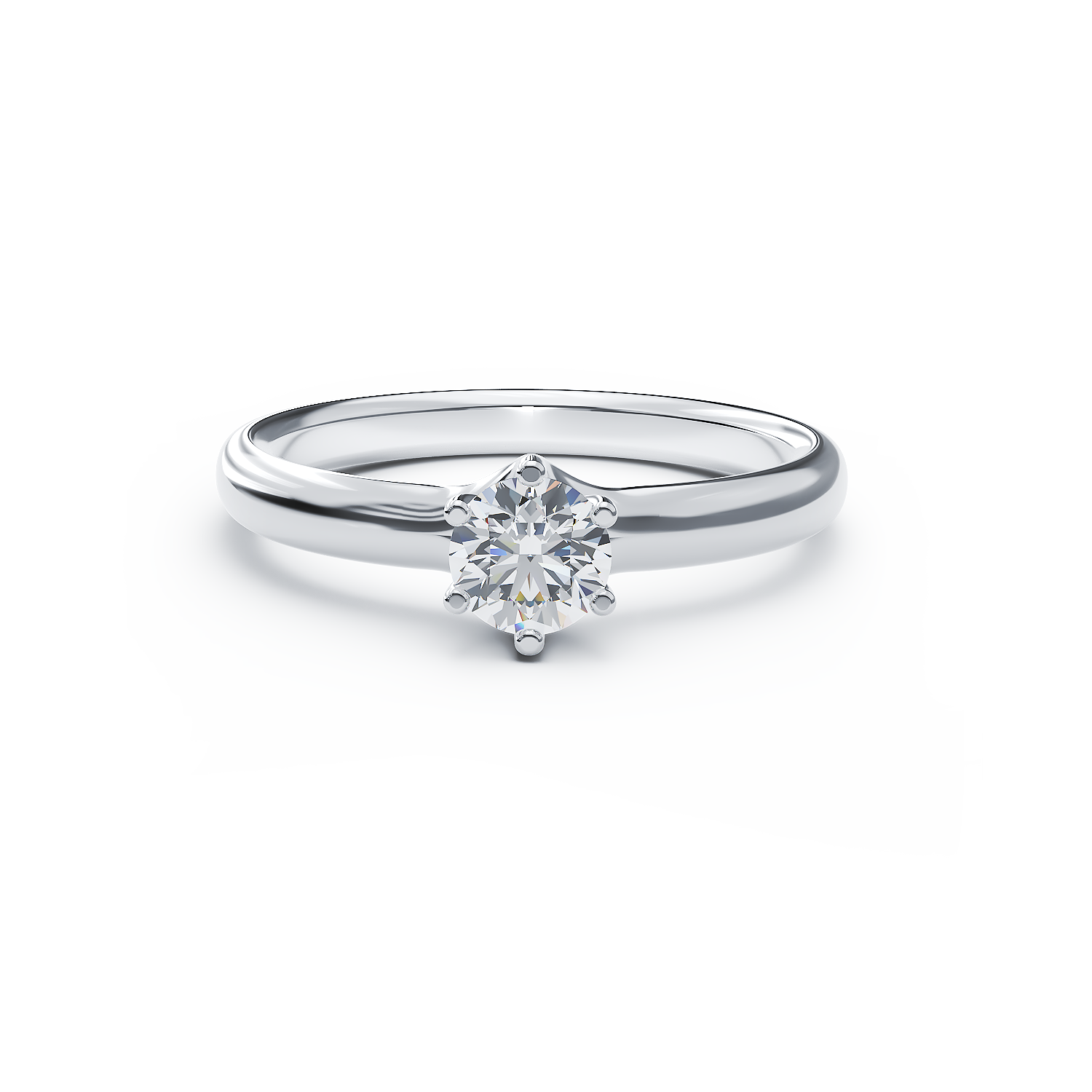 Poze Inel de logodna din aur alb de 18K cu un diamant solitaire de 0.42ct