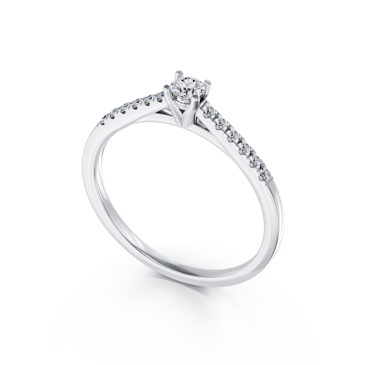 18K white gold engagement ring with 0.24ct diamond and 0.125ct diamonds