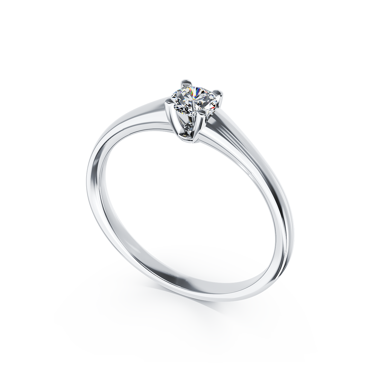 Poze Inel de logodna din aur alb de 18K cu un diamant solitaire de 0.19ct