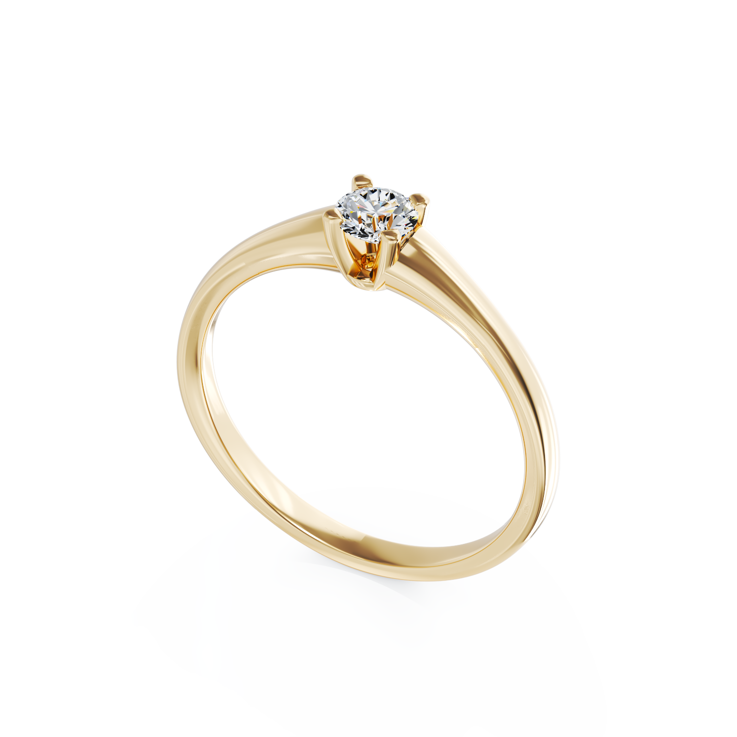 Poze Inel de logodna din aur galben de 18K cu un diamant solitaire de 0.1ct