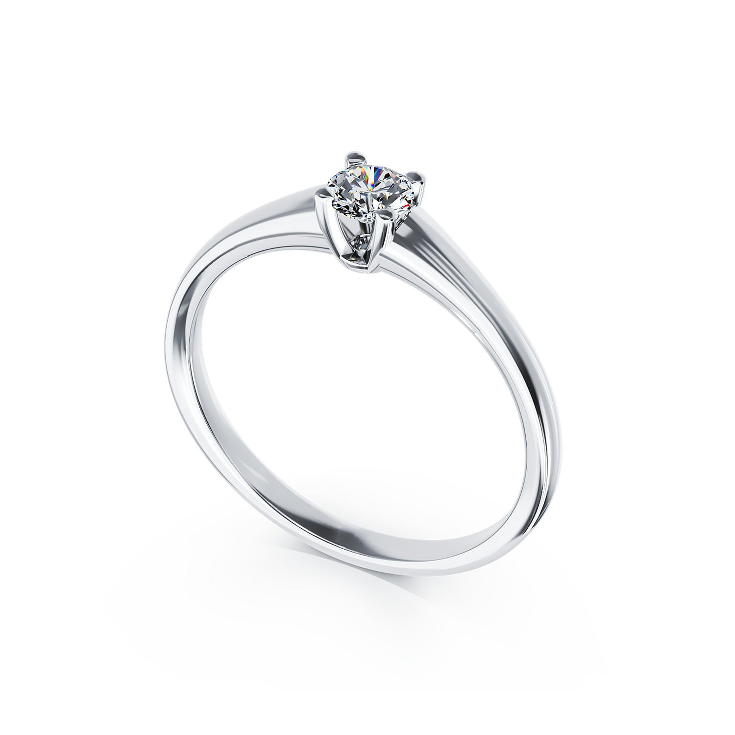 Inel de logodna din aur alb de 18K cu un diamant solitaire de 0.205ct