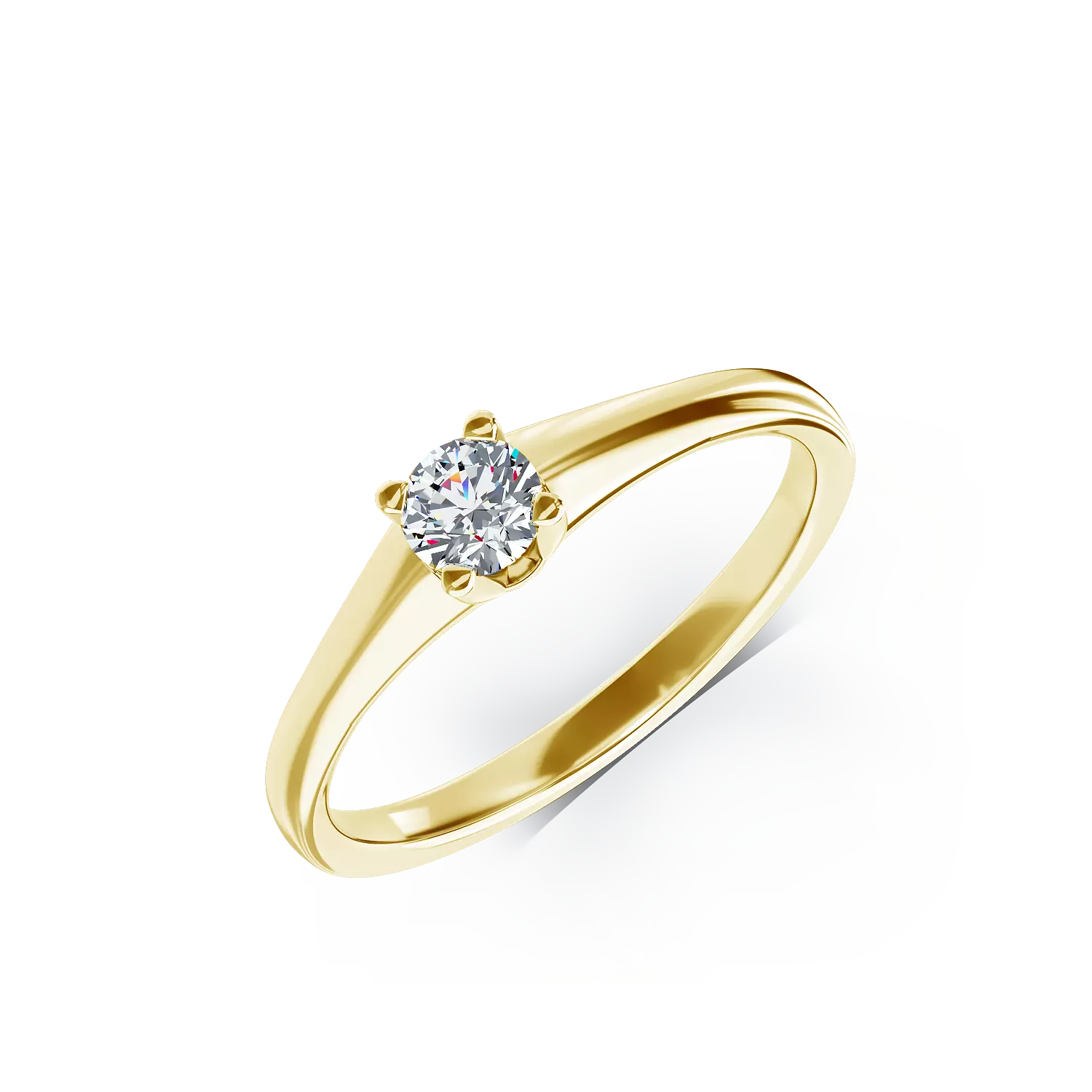 Eljegyzési gyűrű 18K-os sárga aranyból egy 0,21ct solitaire gyémánttal