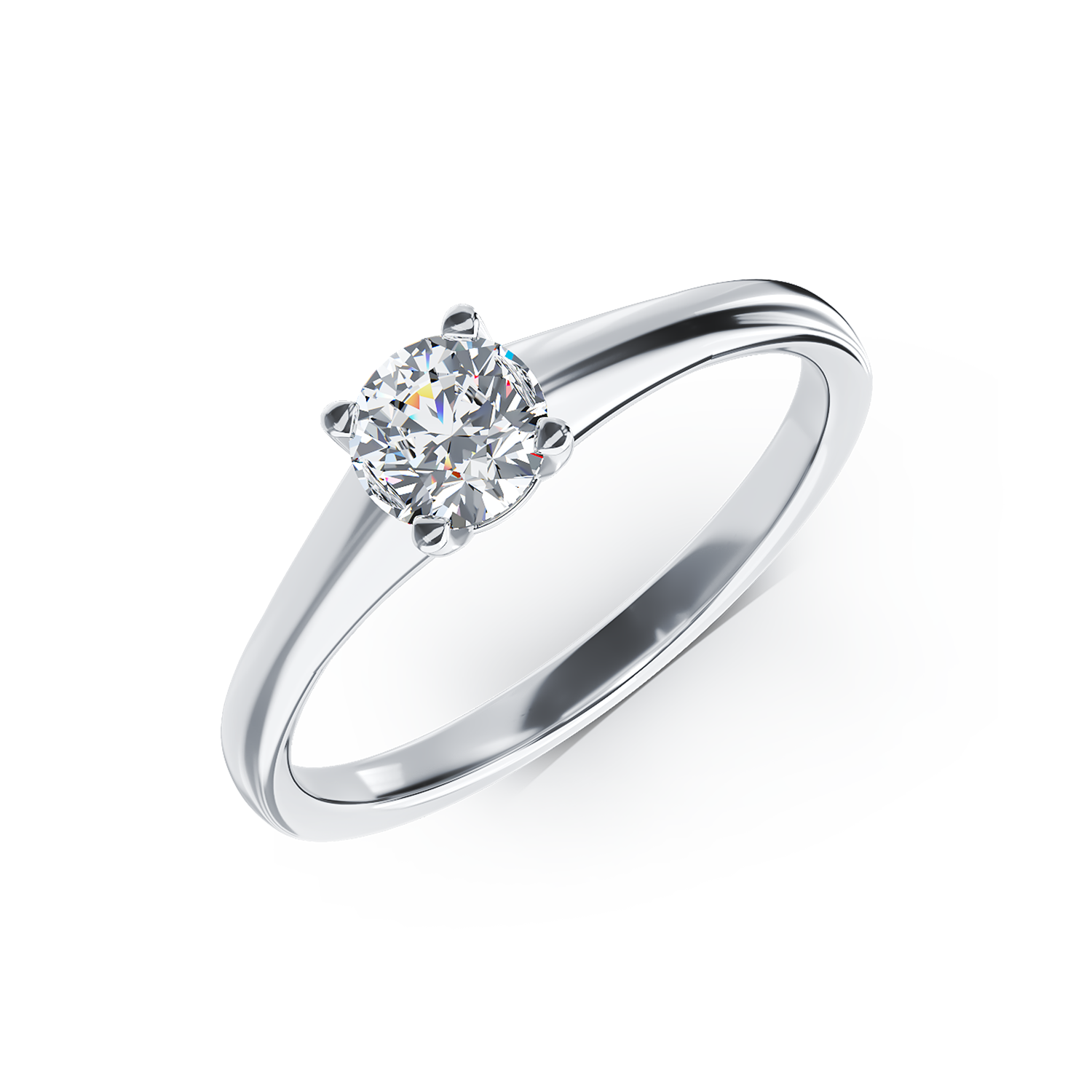 Inel de logodna din aur alb de 18K cu un diamant solitaire de 0.4ct 0.4ct poza noua reduceri 2022