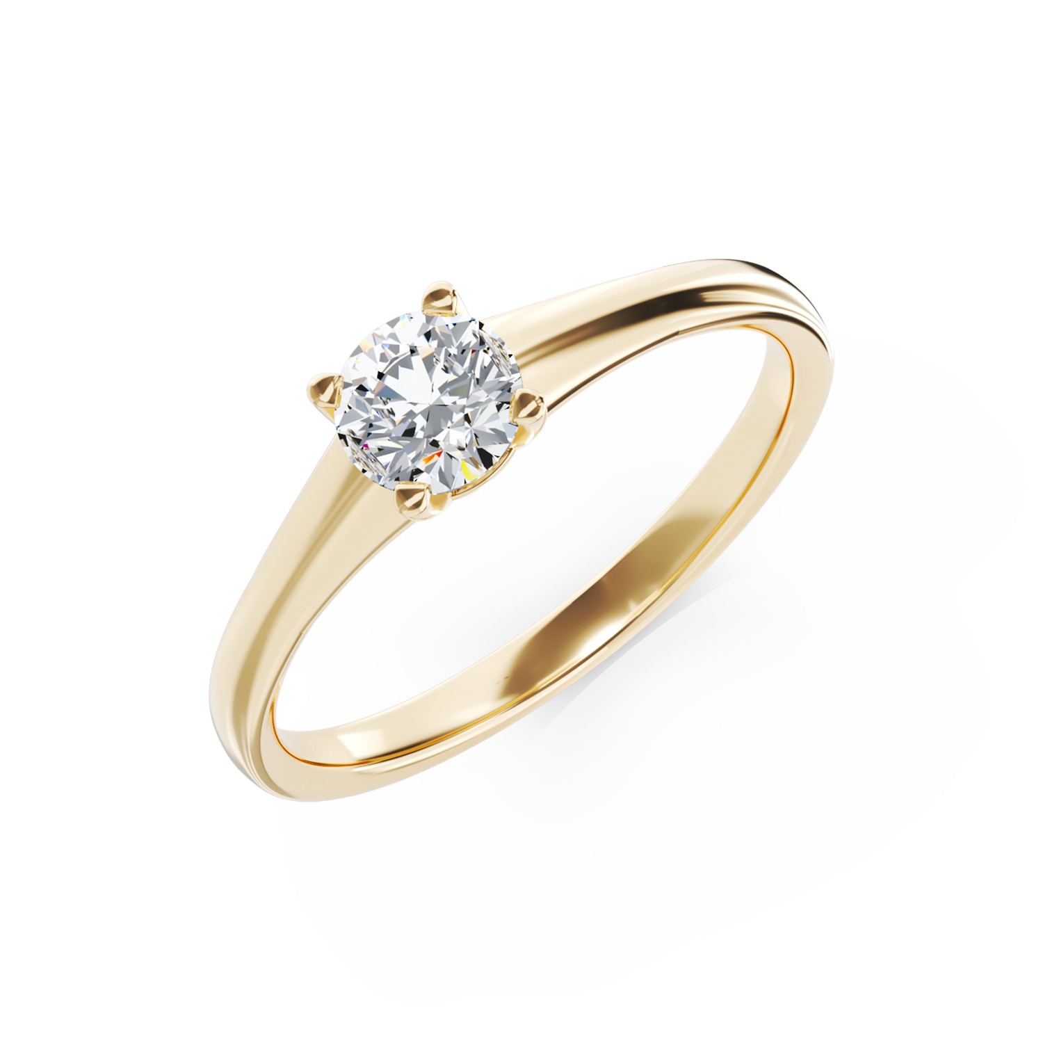 Годежен пръстен от 18K жълто злато с диамант пасианс 0.405ct