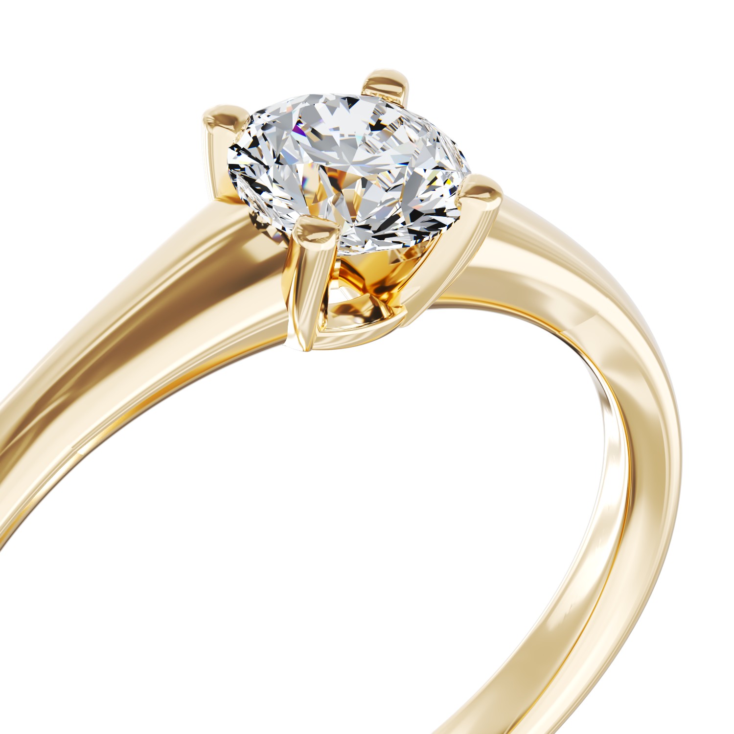 Pierścionek zaręczynowy z żółtego 18K złota z diamentem w pasjansie 0,41ct