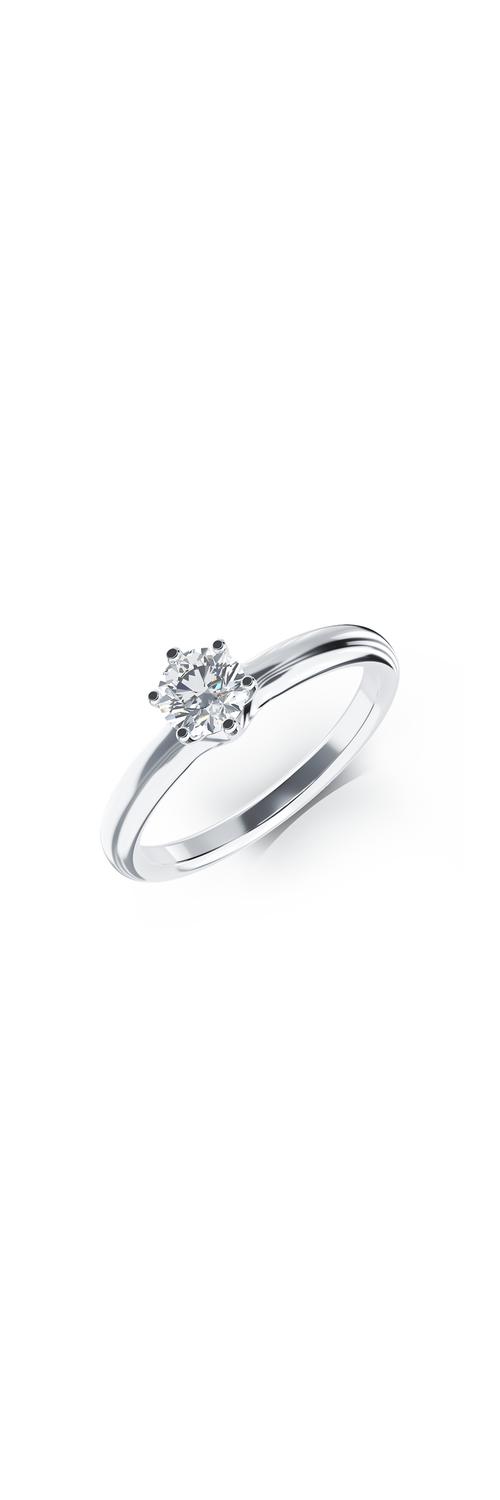 Годежен пръстен от 18К бяло злато с един диамант 0.4ct